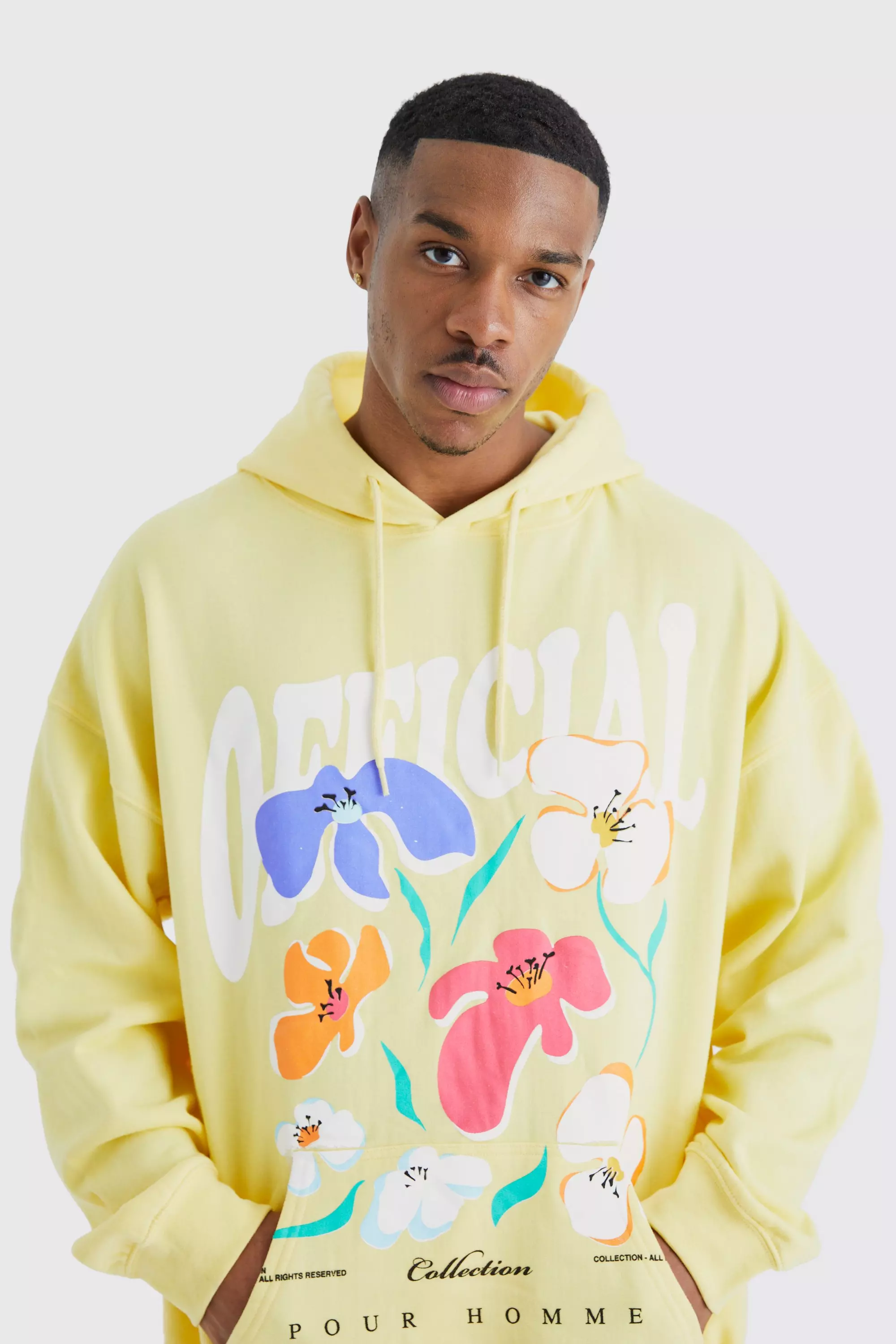 Oversized Trippy Floral Hooded Tracksuit boohooMAN USA