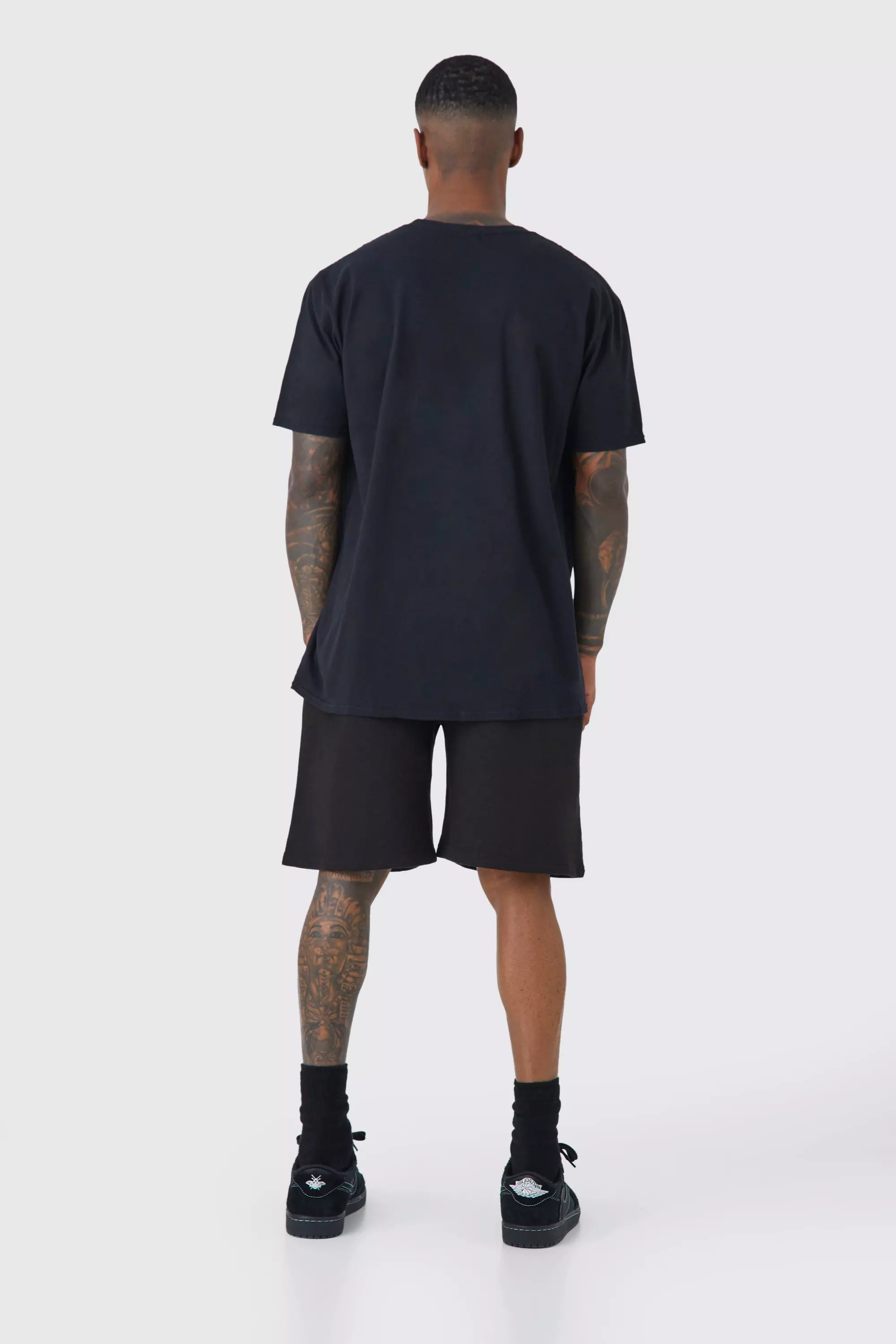 Oversized Pour Homme Flames Jersey Short boohooMAN