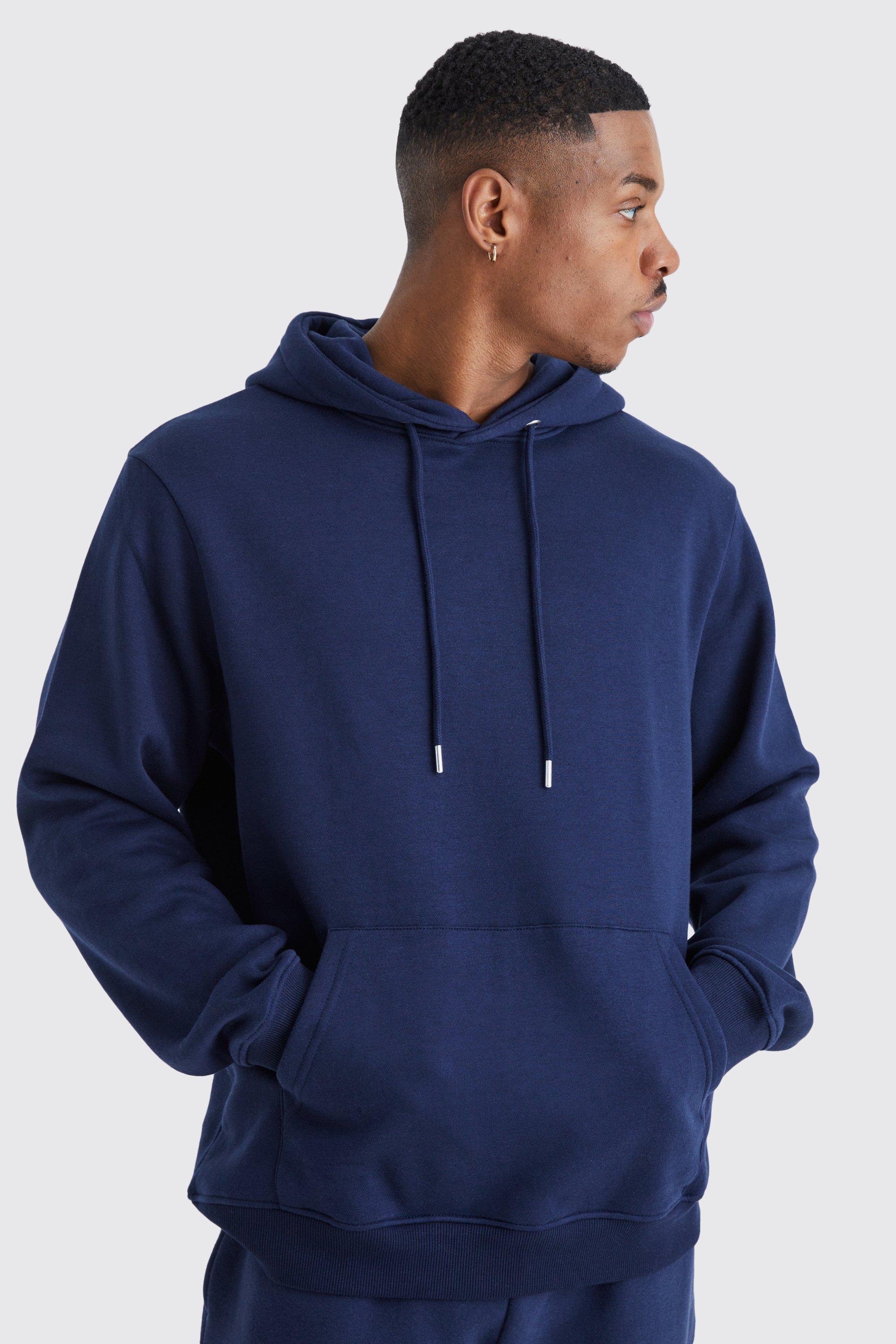 mens navy basic over the head hoodie, navy