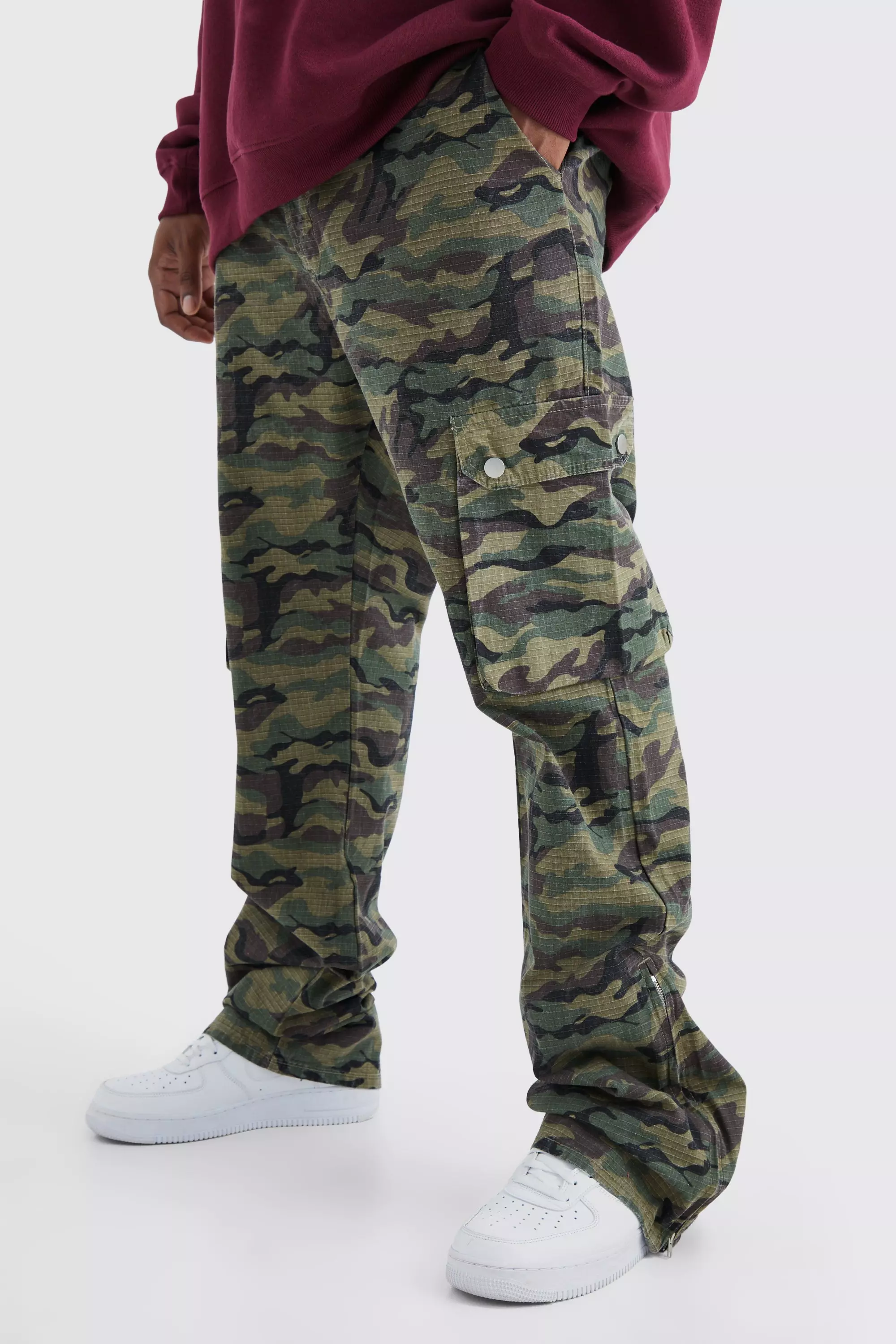 Plus Khaki Camo Pocket Detail Cargo Pant