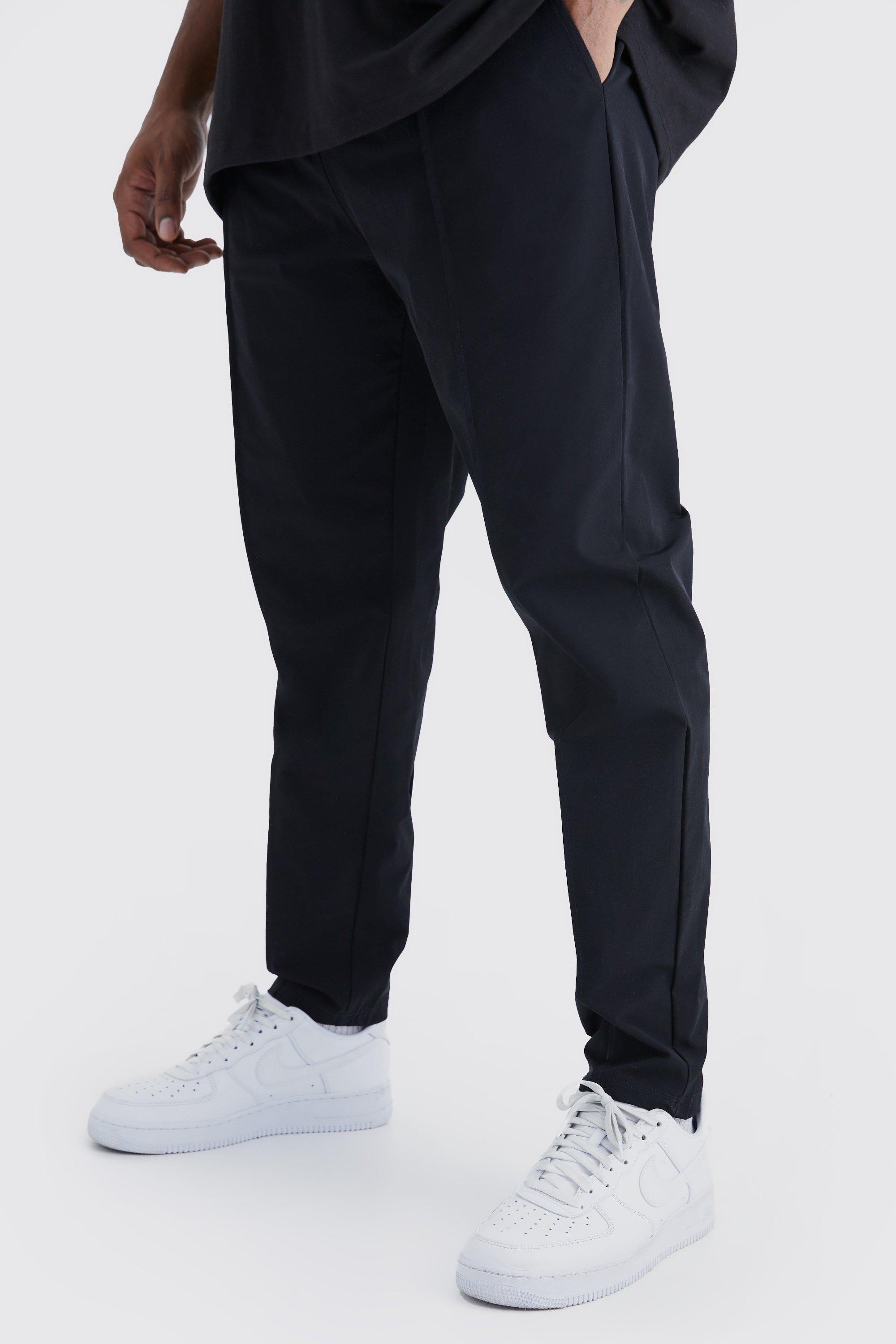 Image of Pantaloni Plus Size in Stretch leggero elasticizzato con nervature, Nero