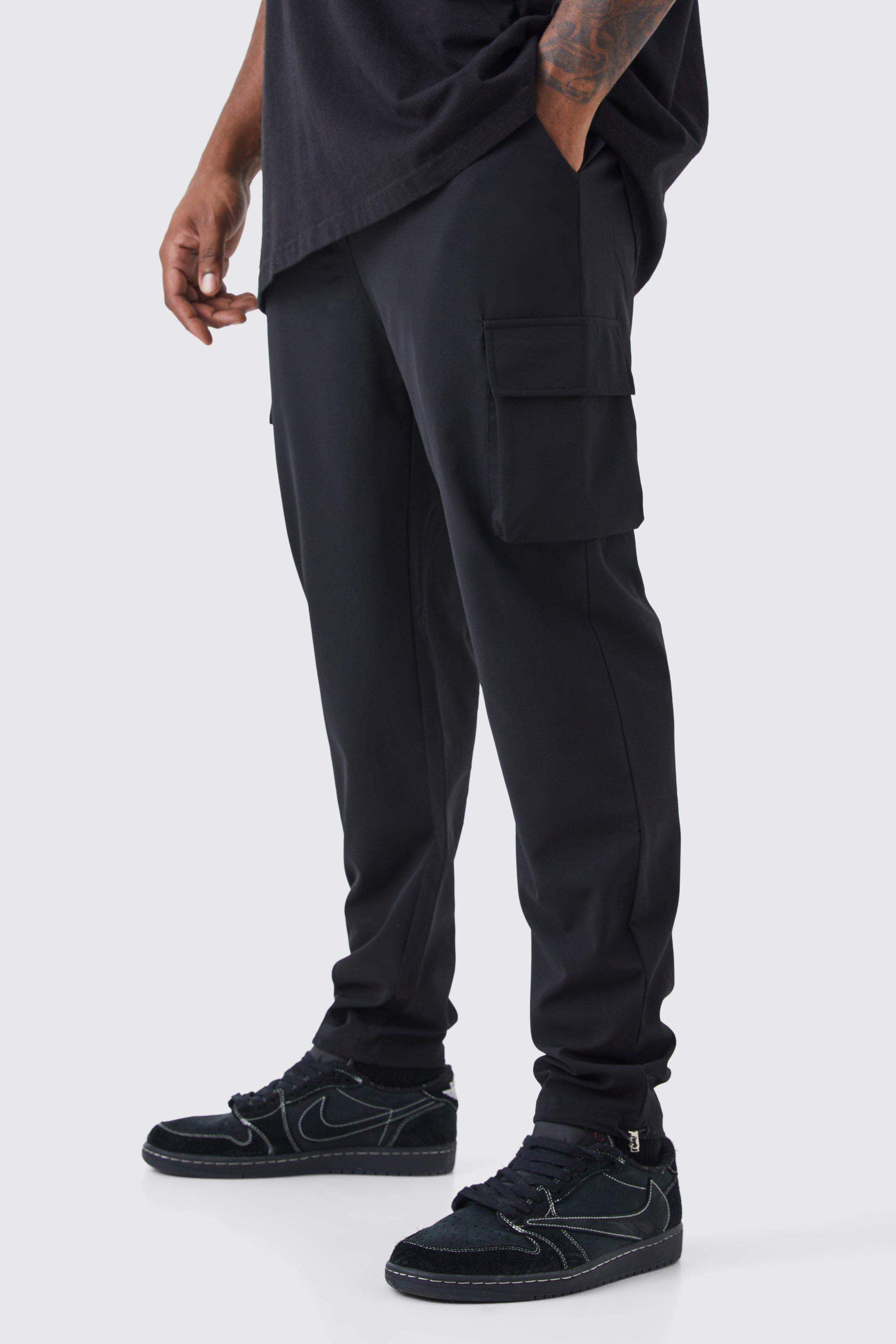 Image of Pantaloni Cargo Plus Size in Stretch Skinny Fit leggeri elasticizzati, Nero