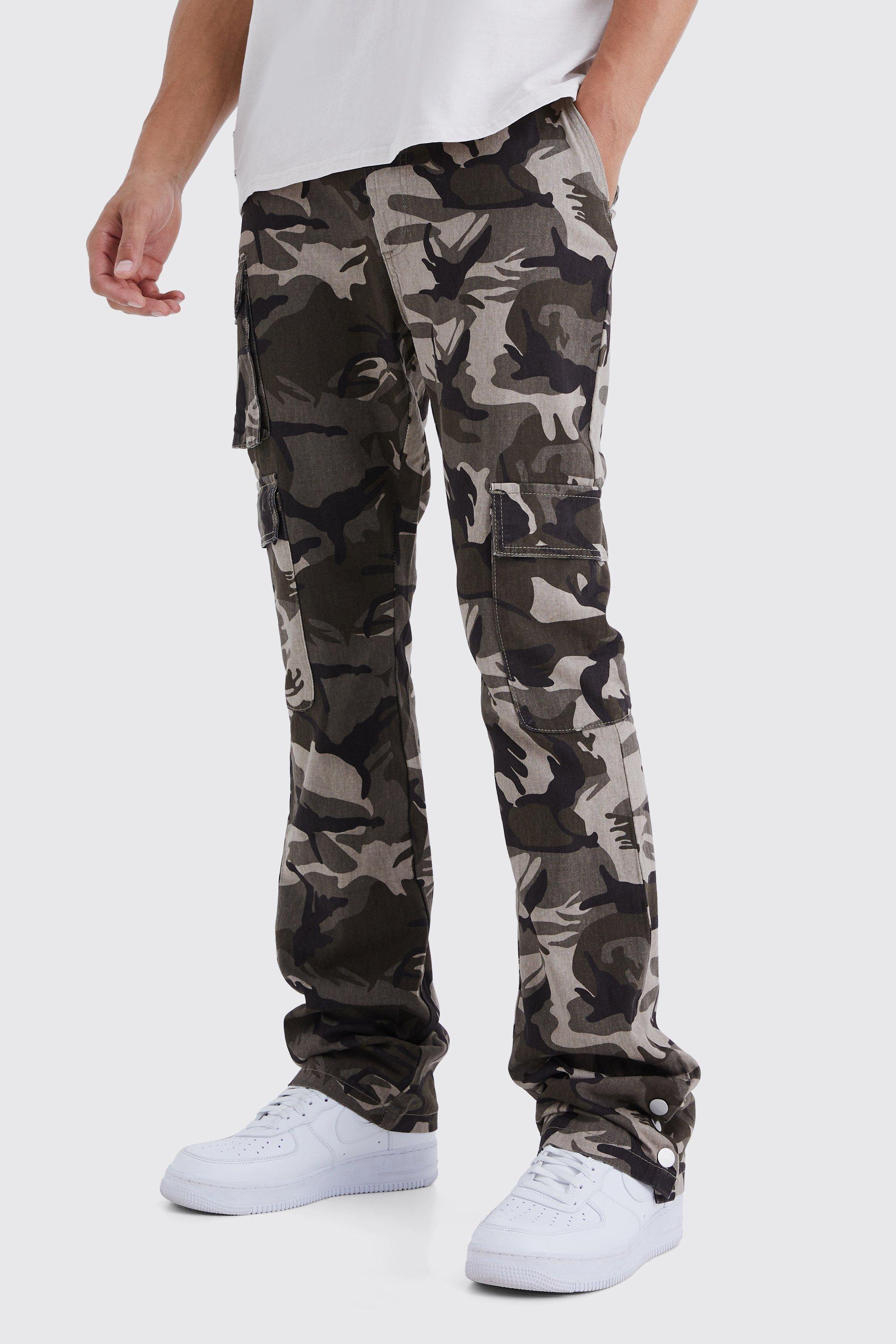tall - pantalon cargo à imprimé camouflage homme - brun - 34, brun