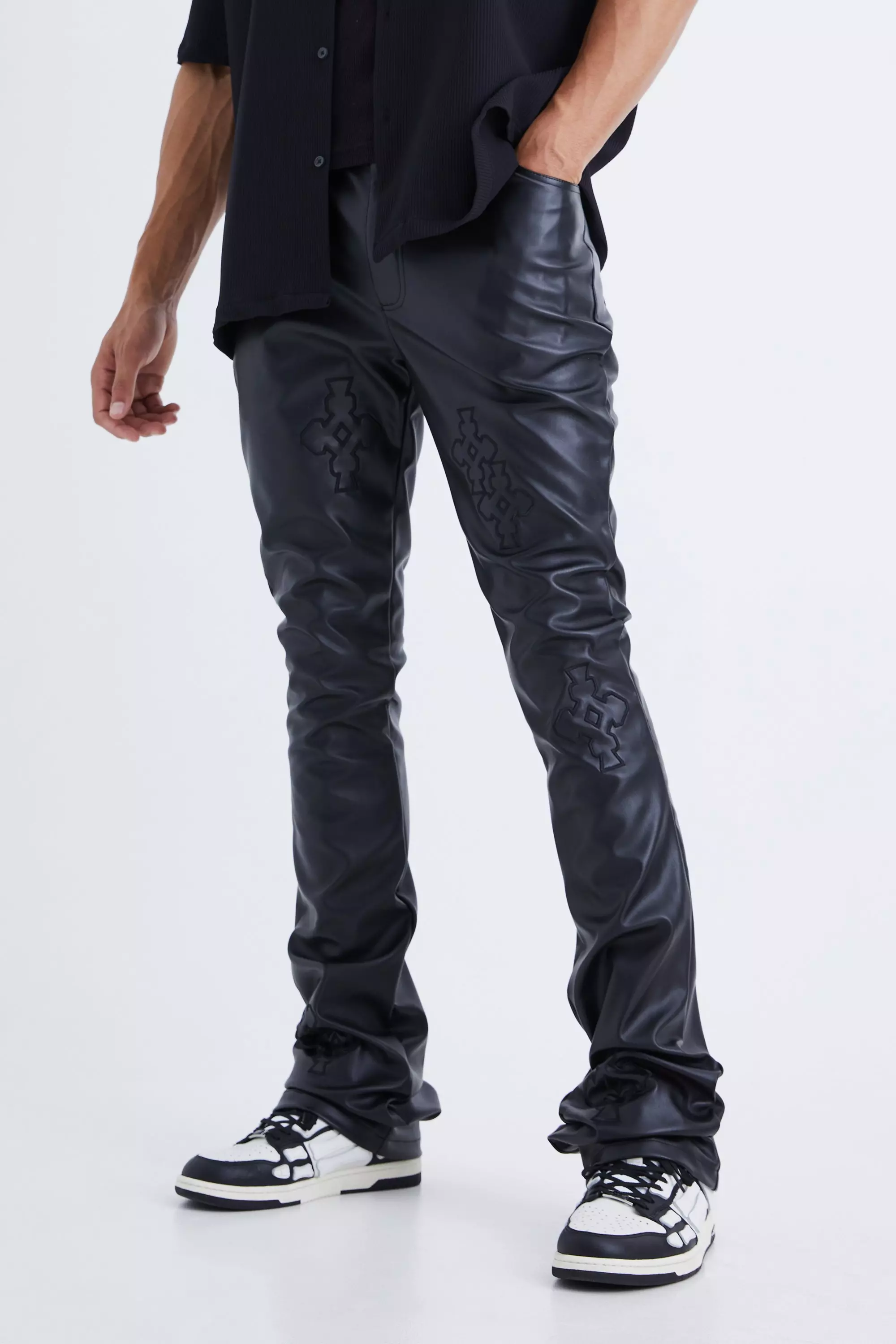 Tall Black Wet Look Skinny Trouser, Tall