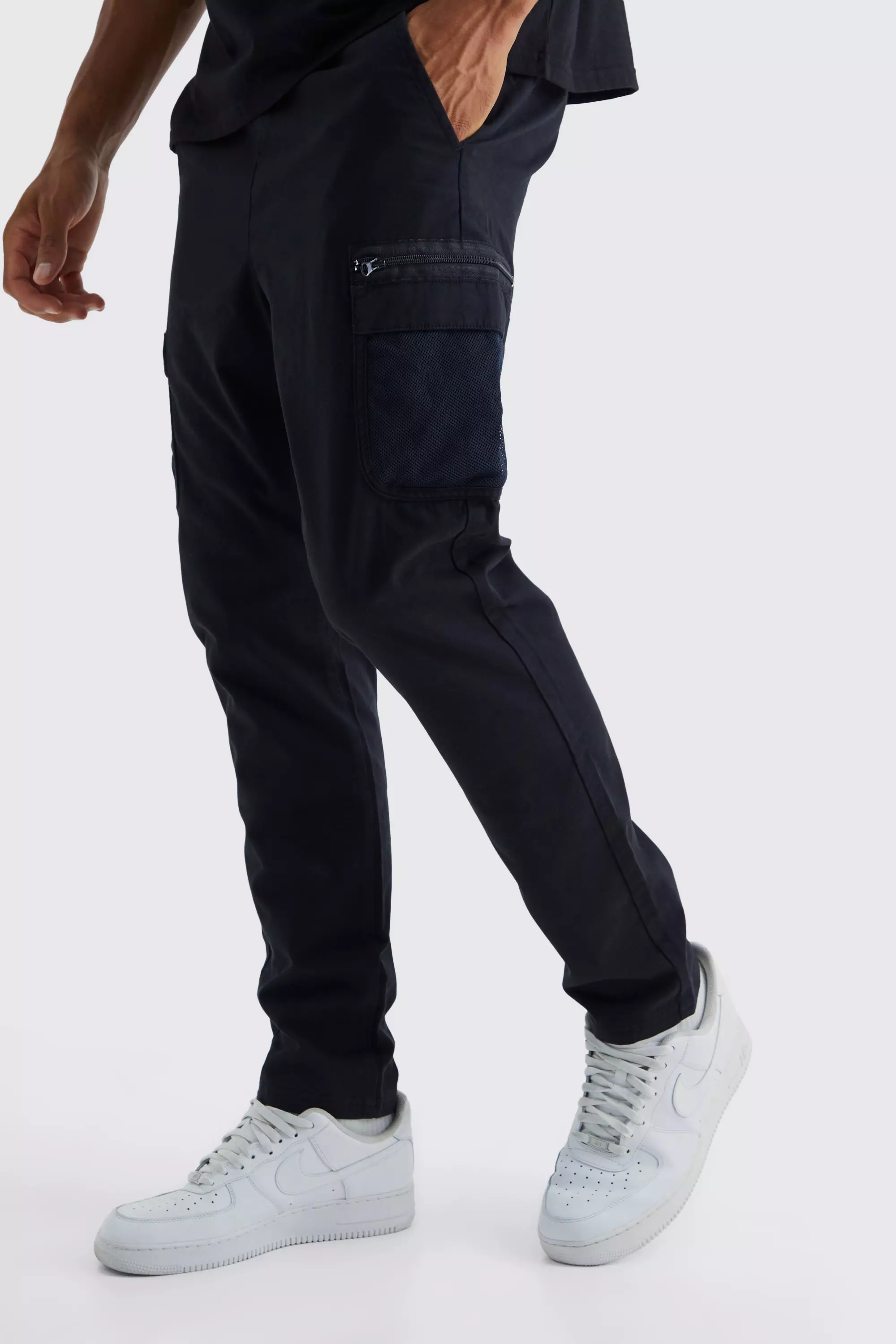 Tall Elastic Comfort Mesh Pocket Cargo Pants | boohooMAN USA