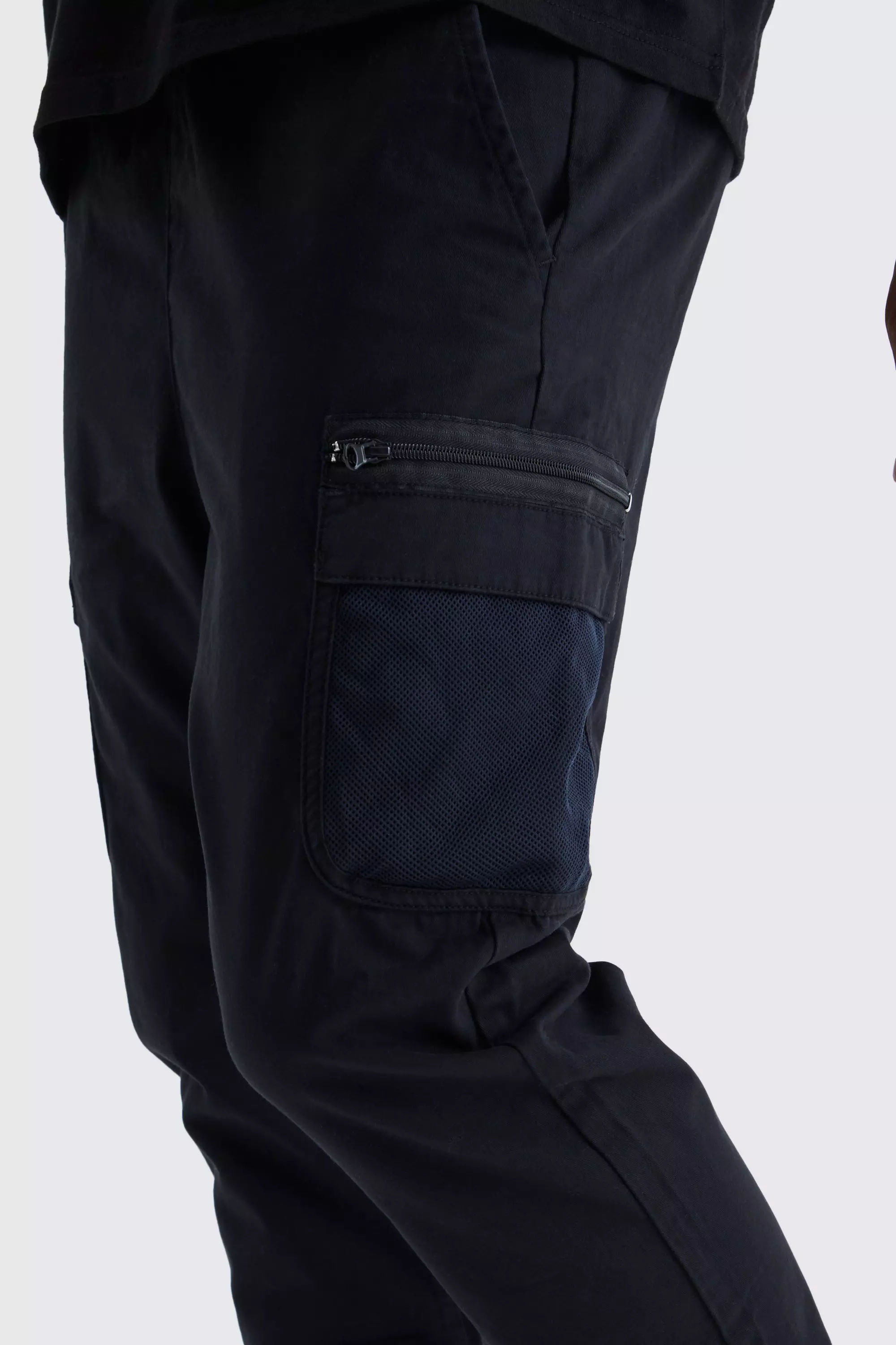 Tall Elastic Comfort Mesh Pocket Cargo Pants | boohooMAN USA