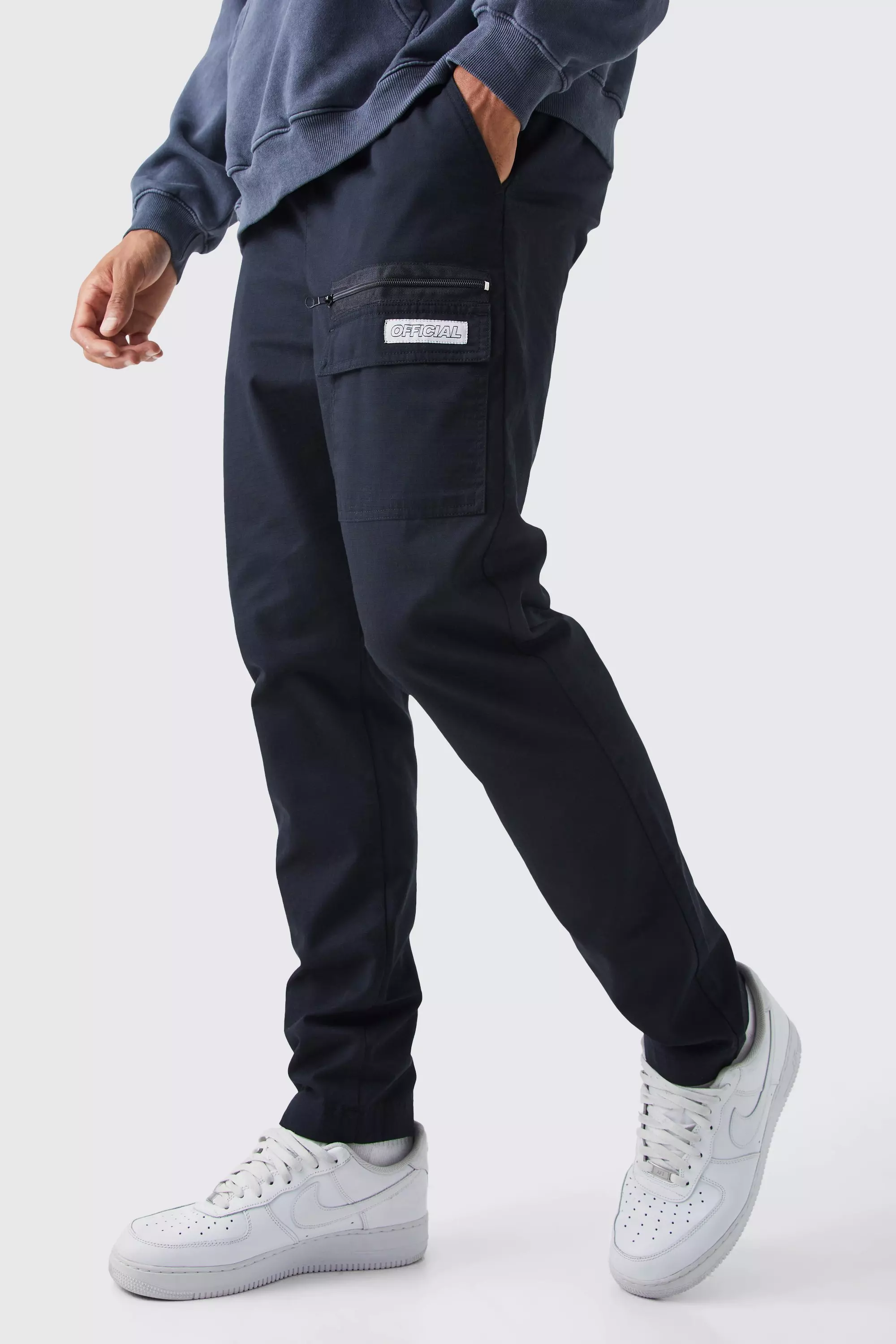 Black Designer Cargo Sweatpants - XXL