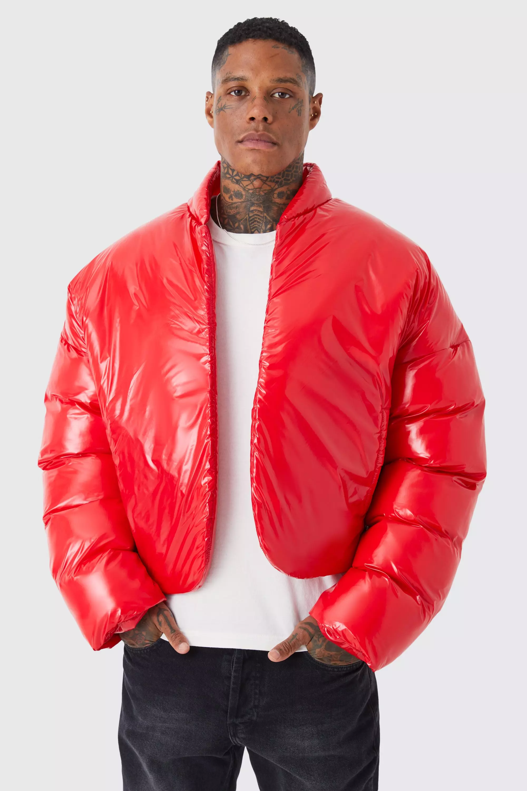 High shine best sale puffer jacket mens