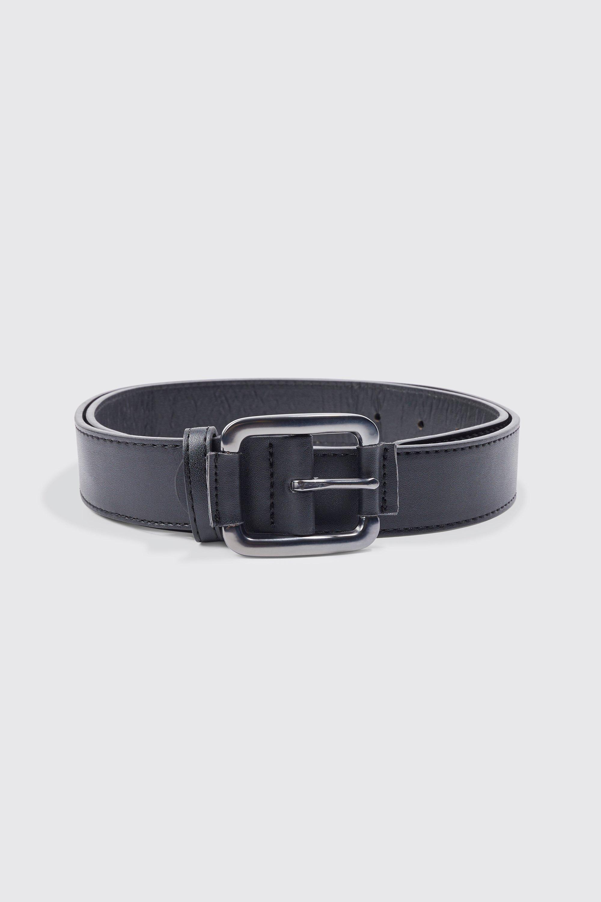 Mens Black Faux Leather Belt, Black