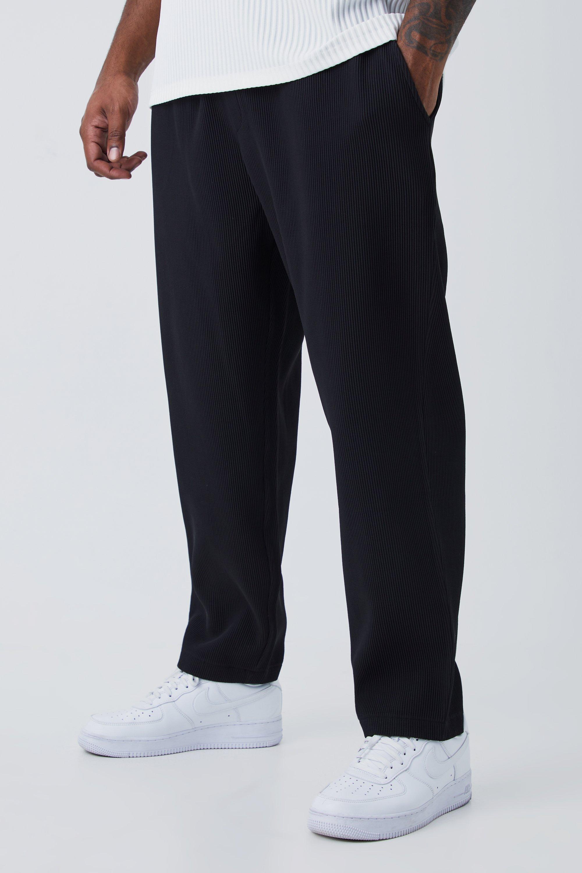 Image of Pantaloni affusolati Plus Size con pieghe e vita elasticizzata, Nero
