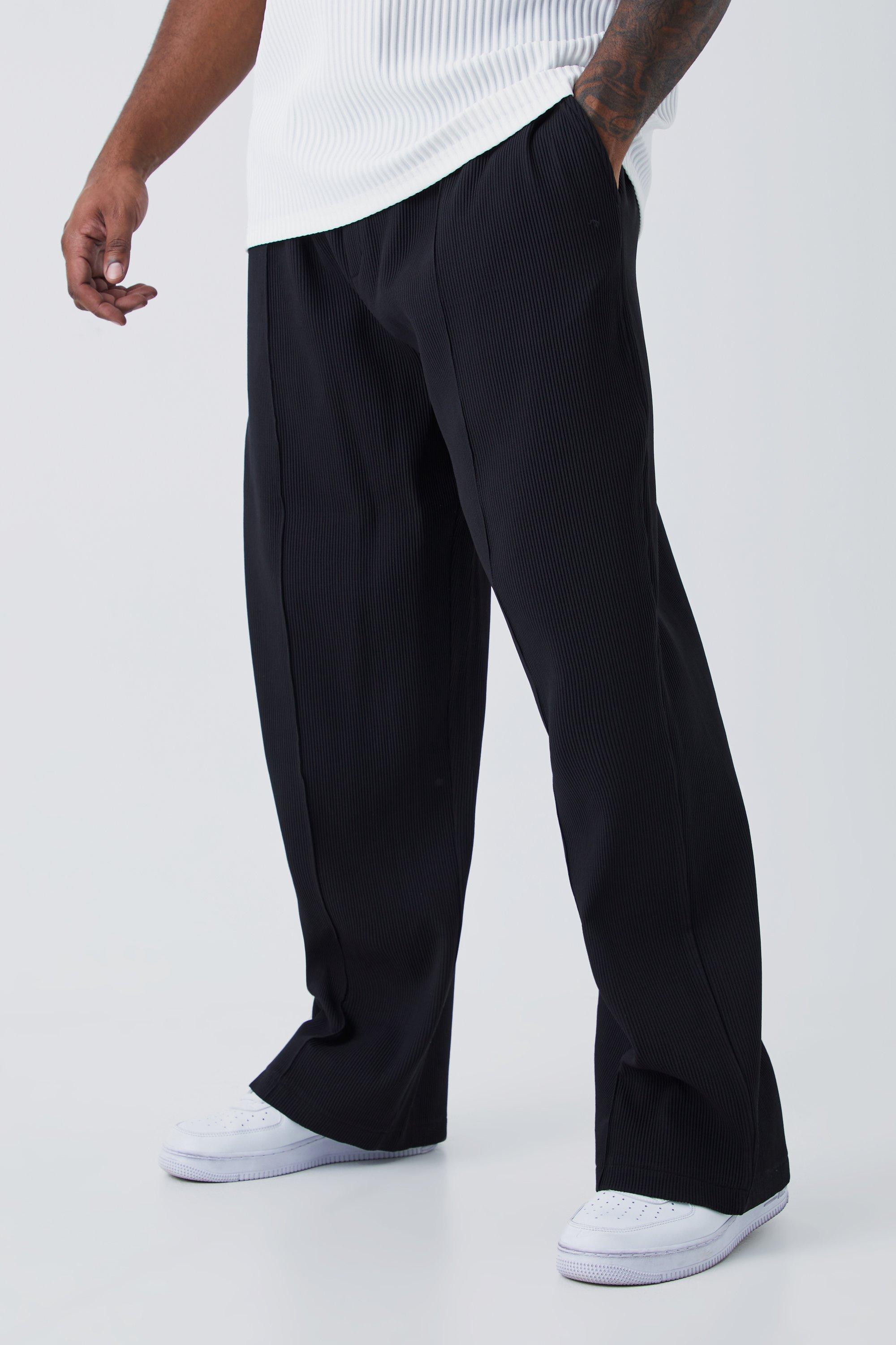Image of Pantaloni Plus Size rilassati con pieghe e vita elasticizzata, Nero