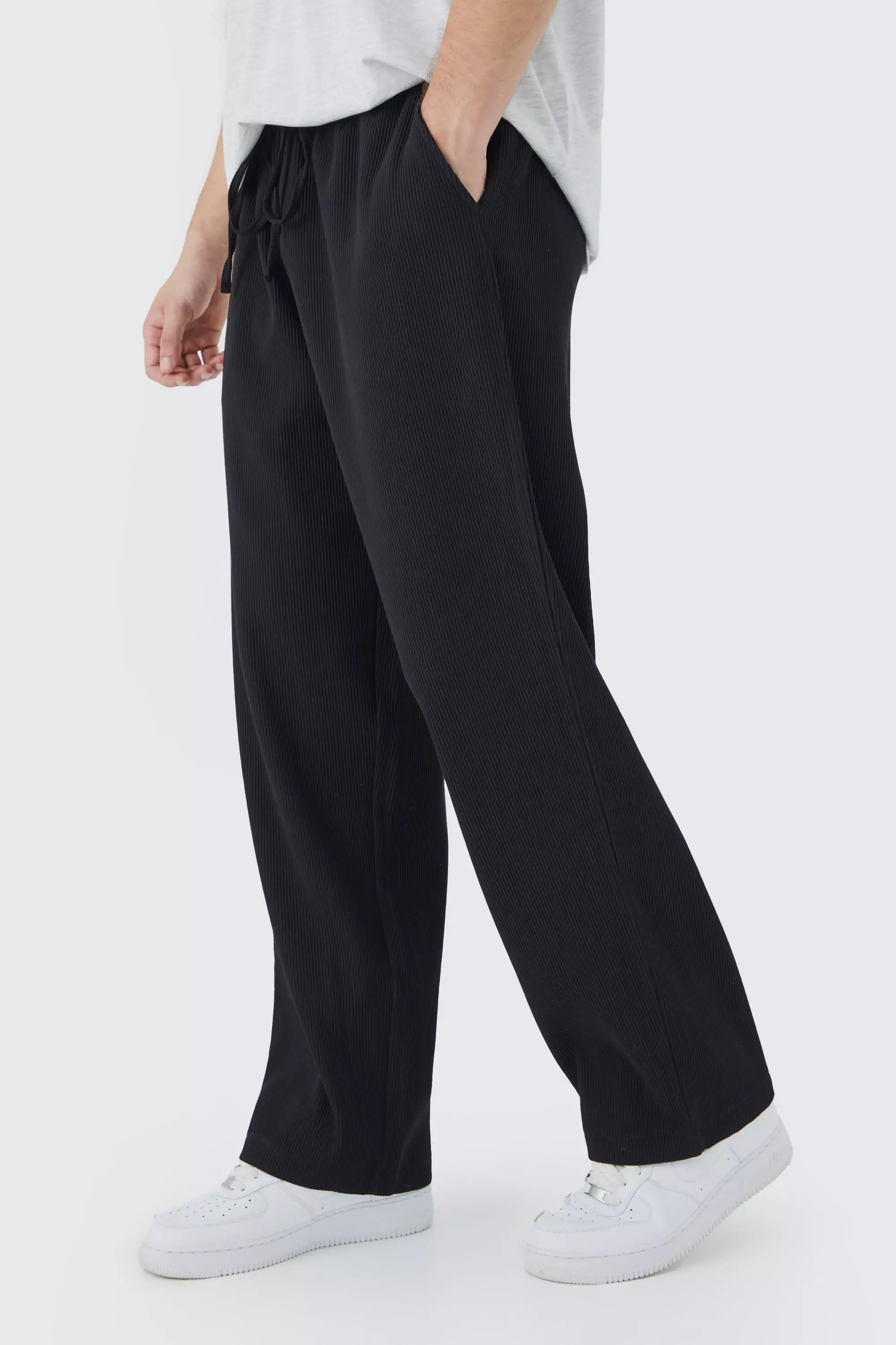 UNIQLO Wide-Fit Pleated Pants (Pinstripe, Tall)