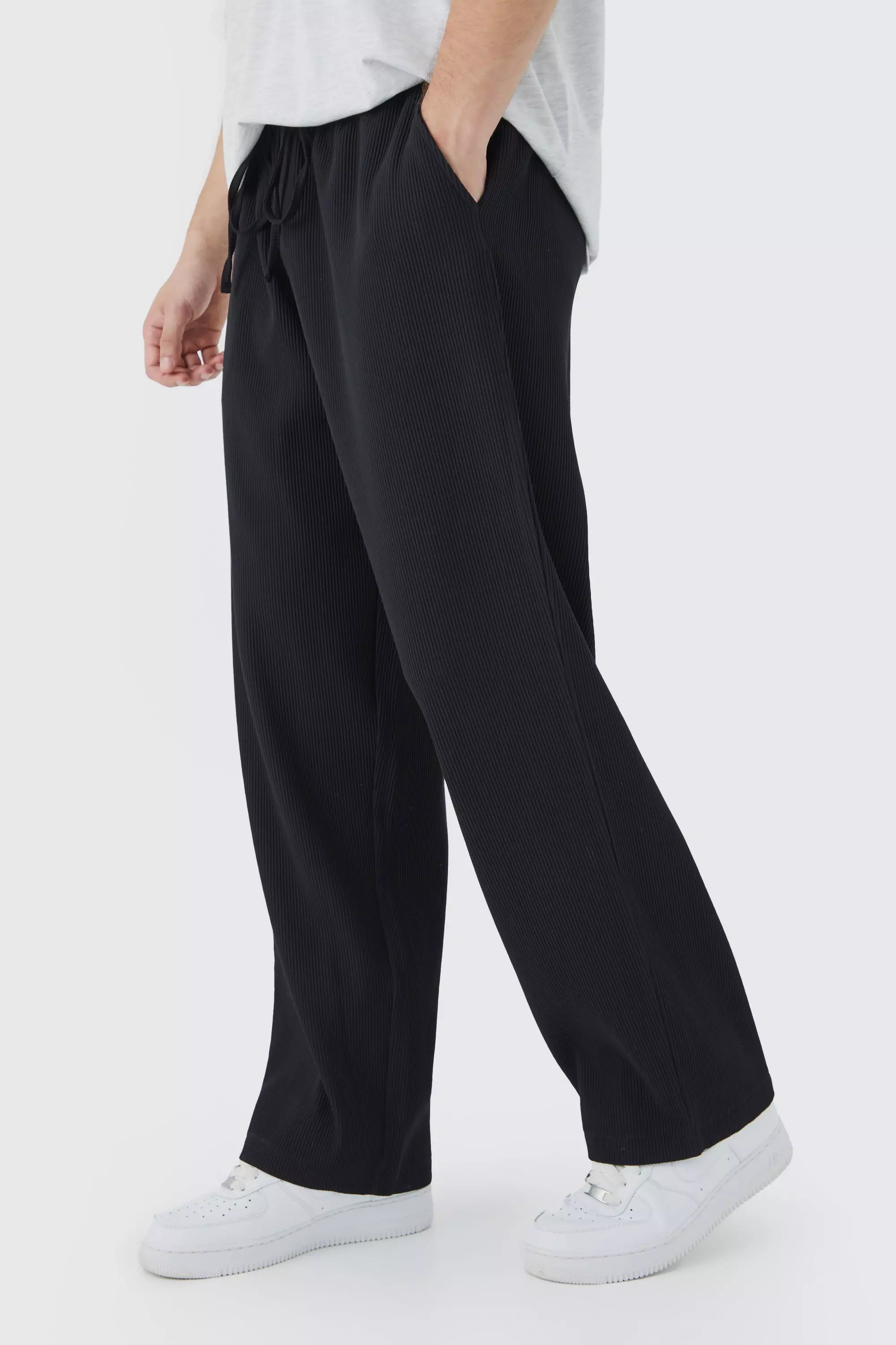 Tall Elastic Waist Relaxed Fit Cropped Pleated Pants