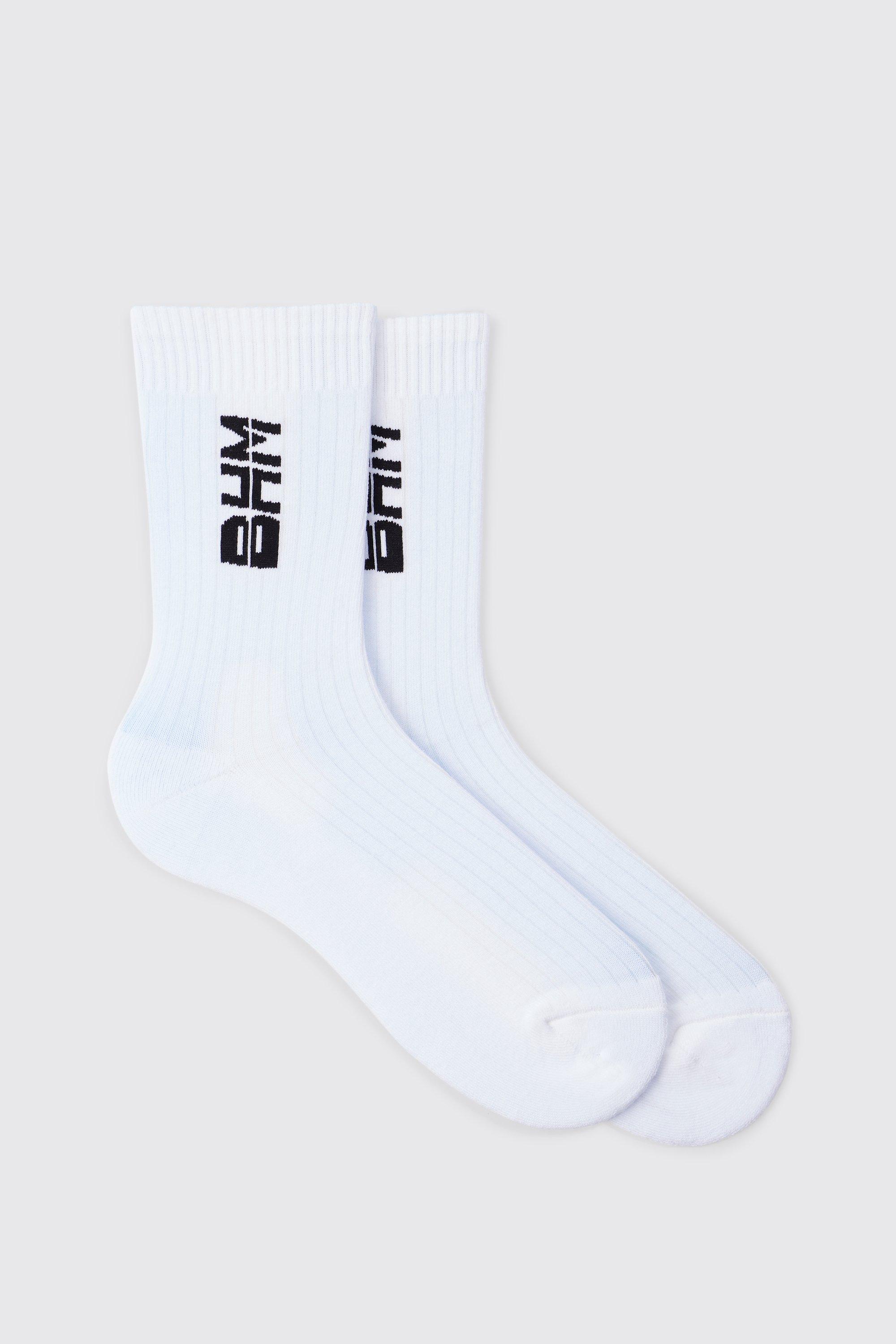 Mens White 2 Pack Bhm Logo Sports Socks, White