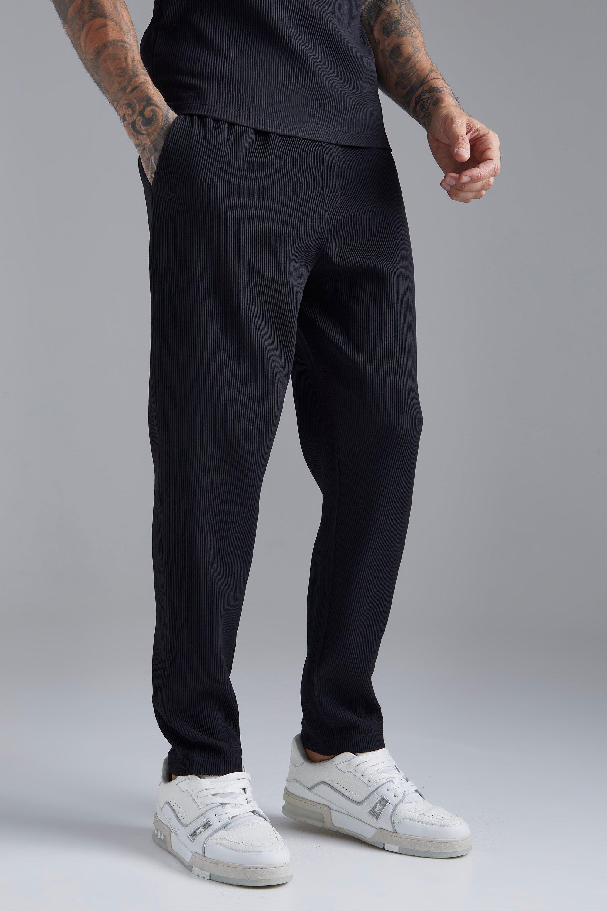 Image of Pantaloni Slim Fit con pieghe, Nero
