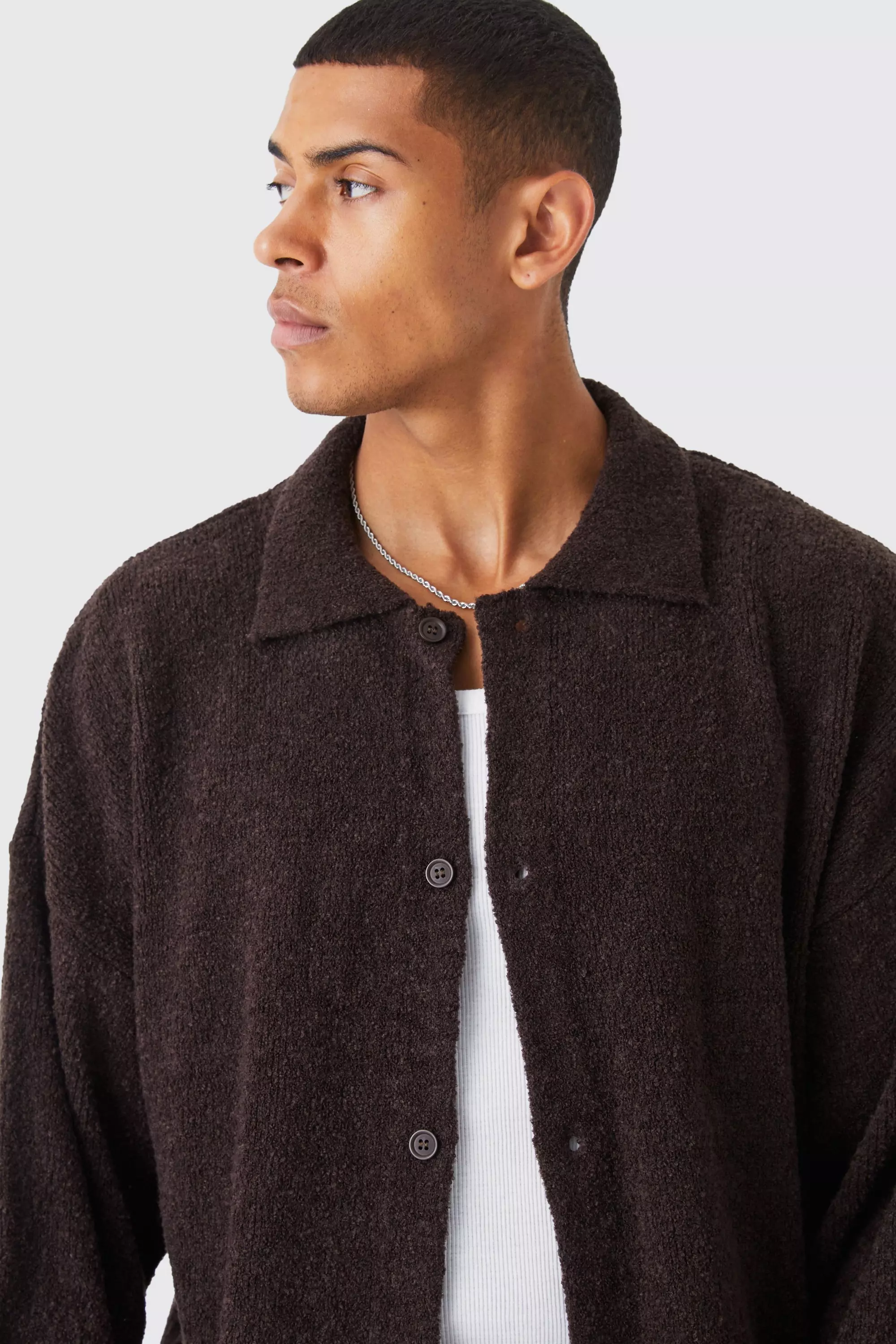 Boxy Fit Brushed Knit Cardigan