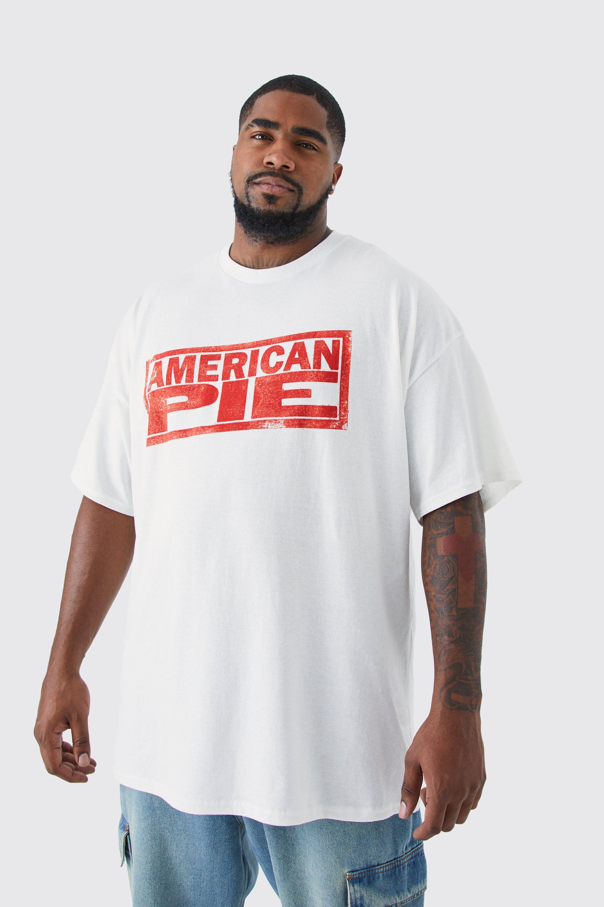 Mens White Plus American Pie License T-shirt, White