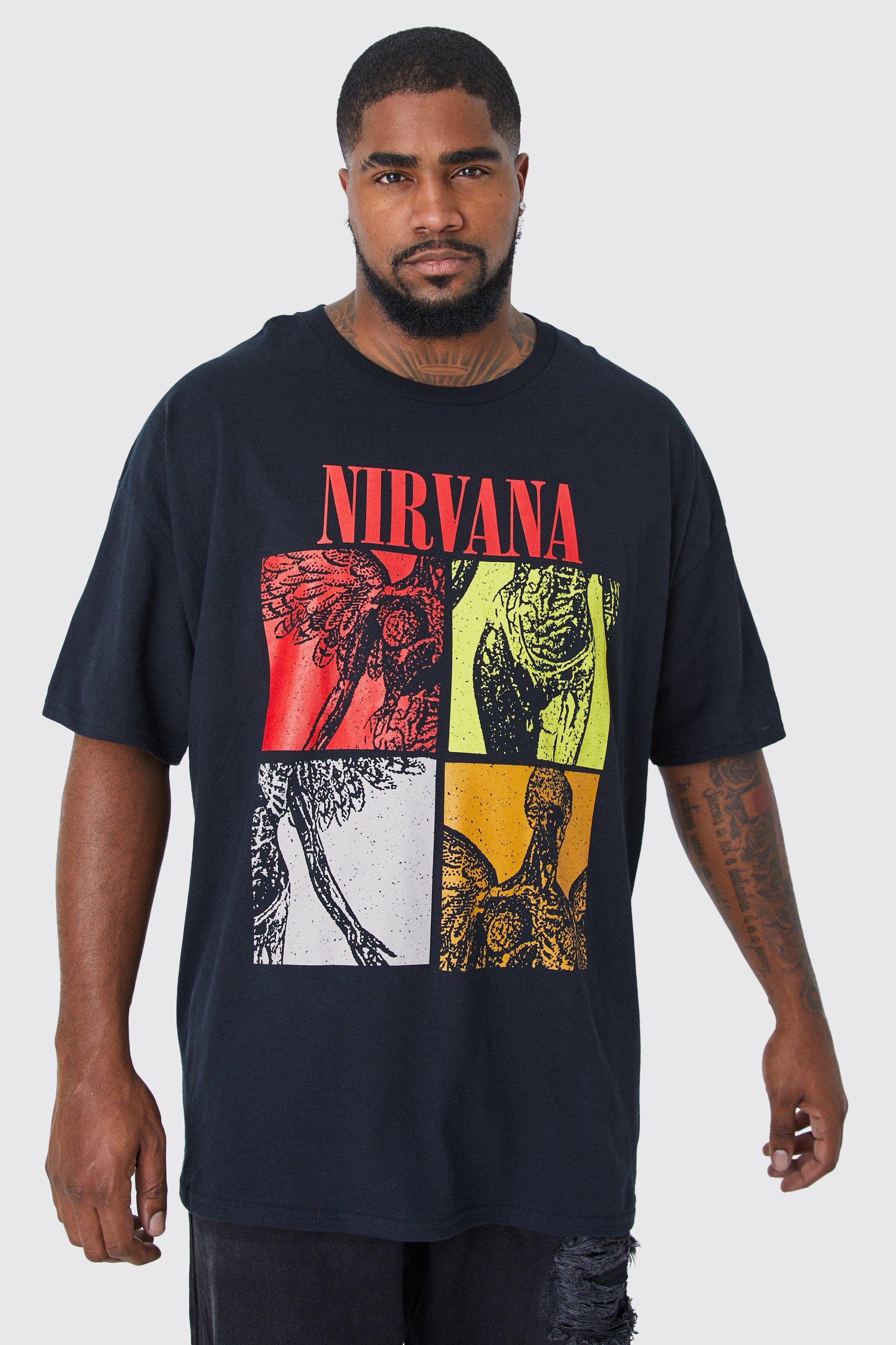 Mens Black Plus Nirvana License T-shirt, Black