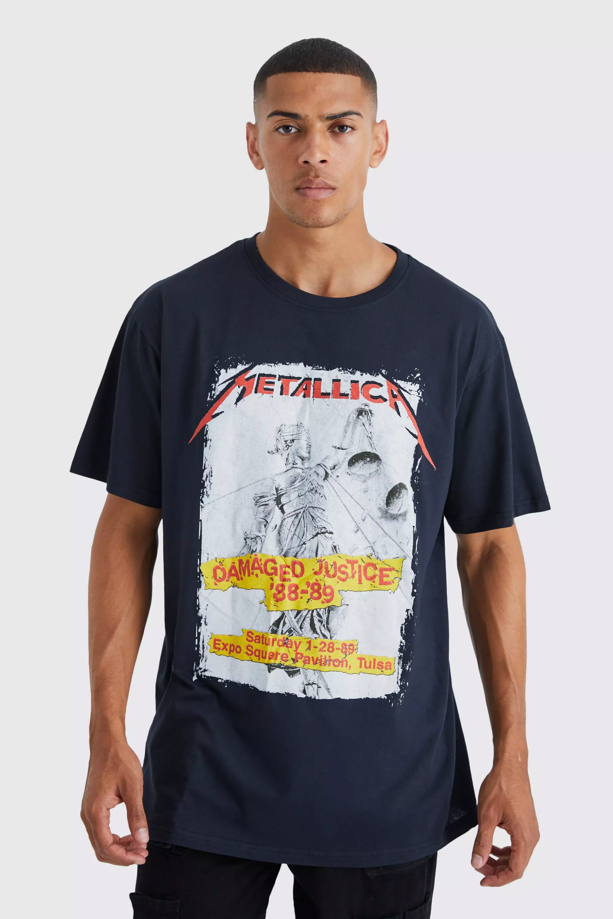 Oversized Metallica License T shirt boohooMAN USA