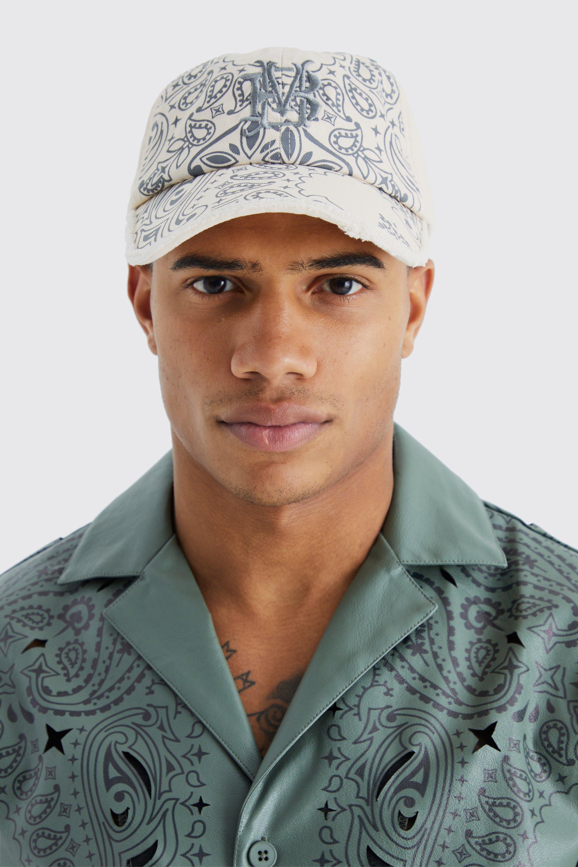 Mens Cream Washed Bandana Cap, Cream