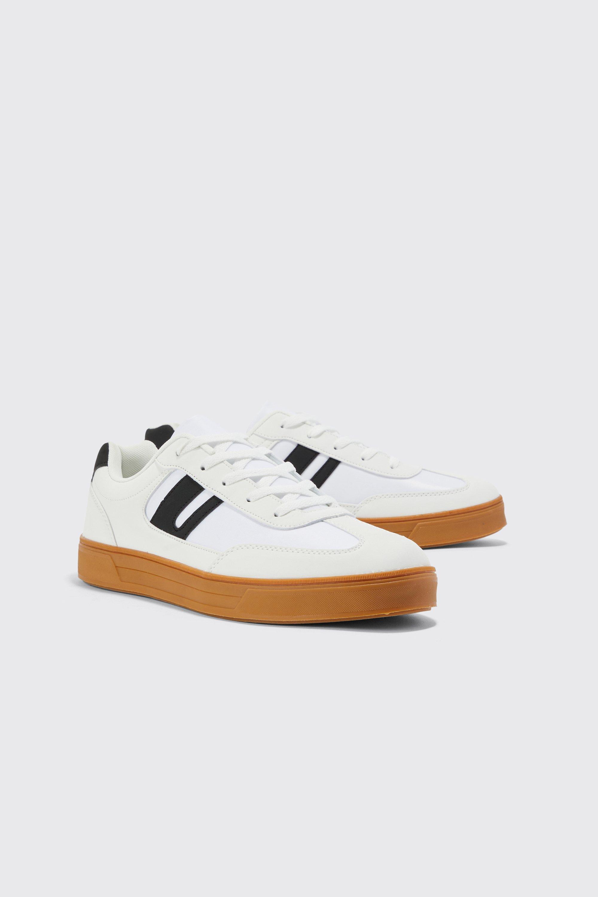 Mens White Faux Suede Trainer, White