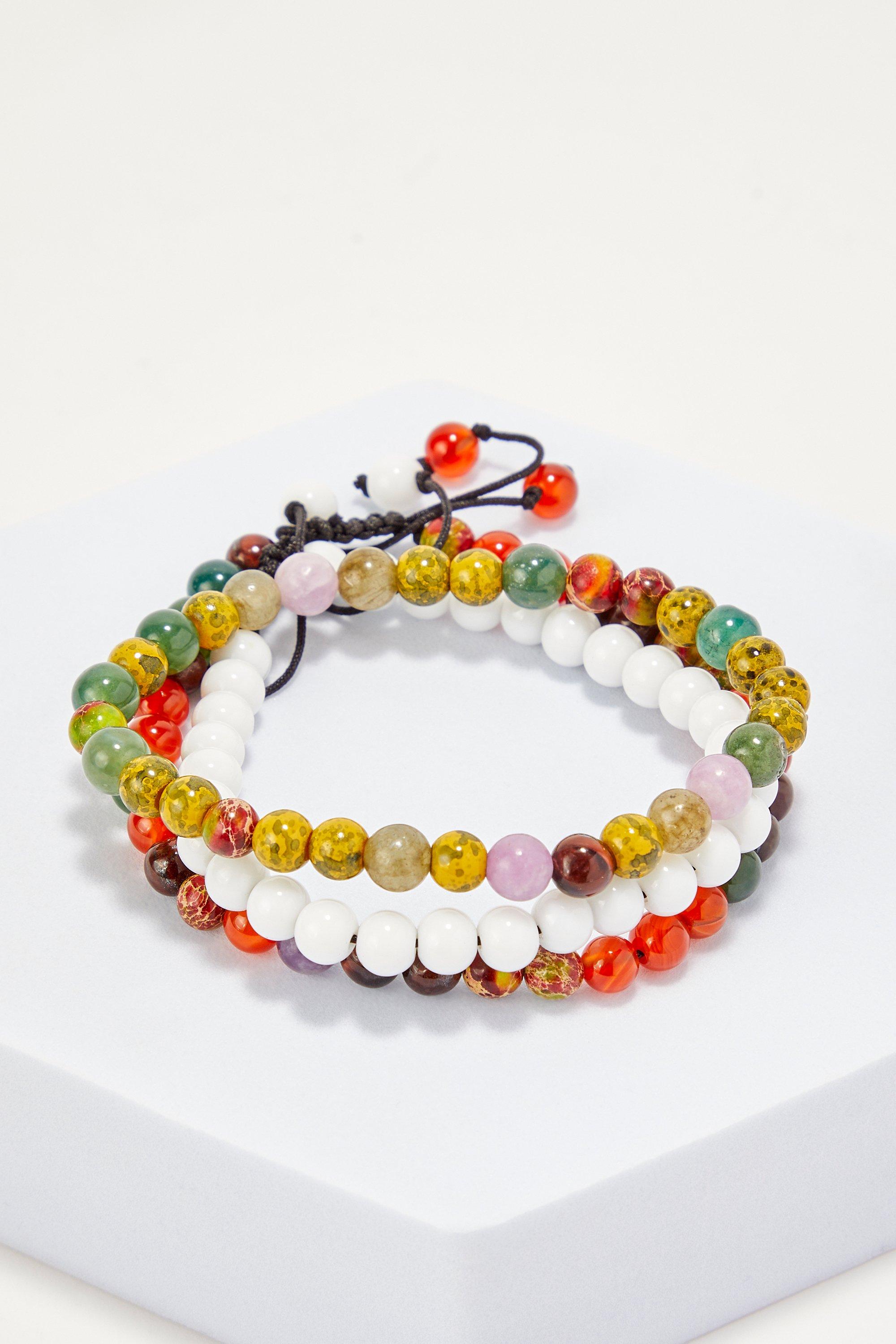 lot de 4 bracelets à perles homme - multicolore - one size, multicolore