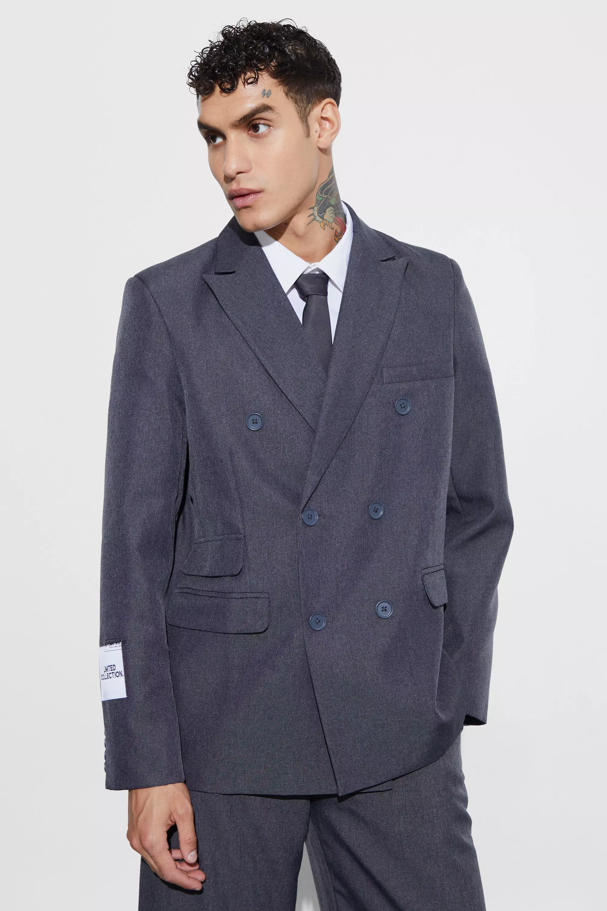 Textured Single-Breasted Blazer with Flap Pockets