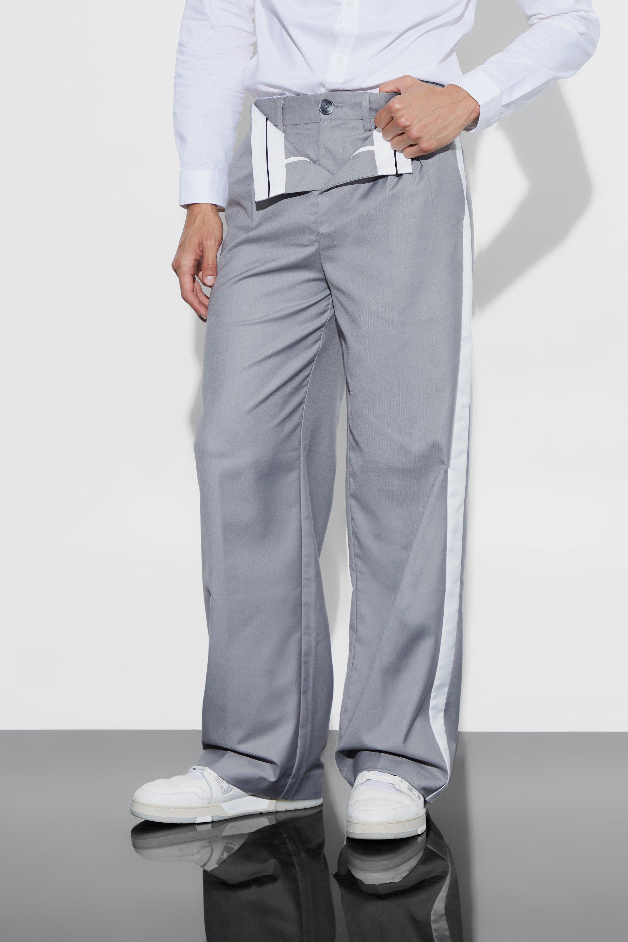 Image of Pantaloni a calzata ampia con doppia fascia in vita, Grigio
