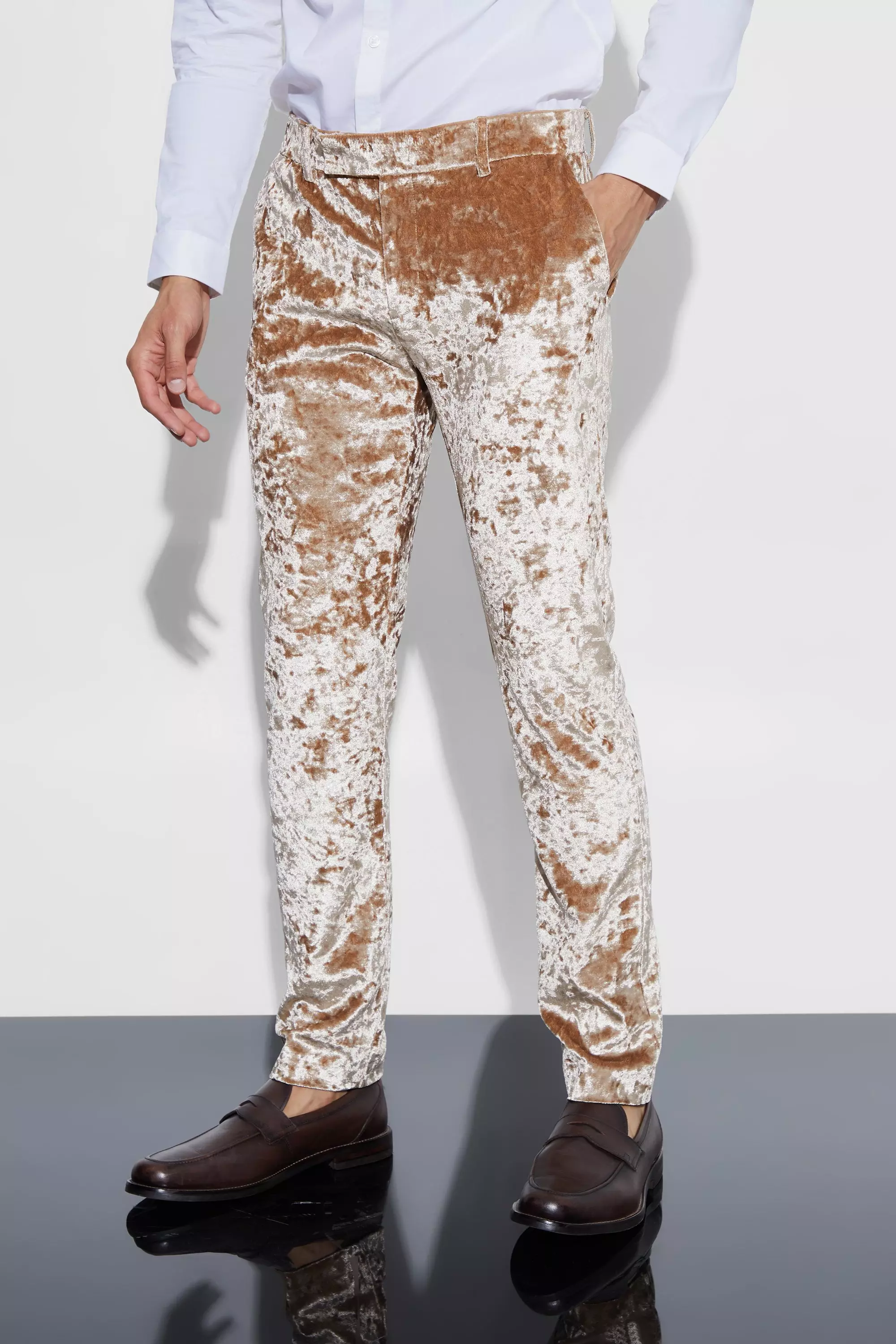 Skinny Fit Crushed Velvet Pants