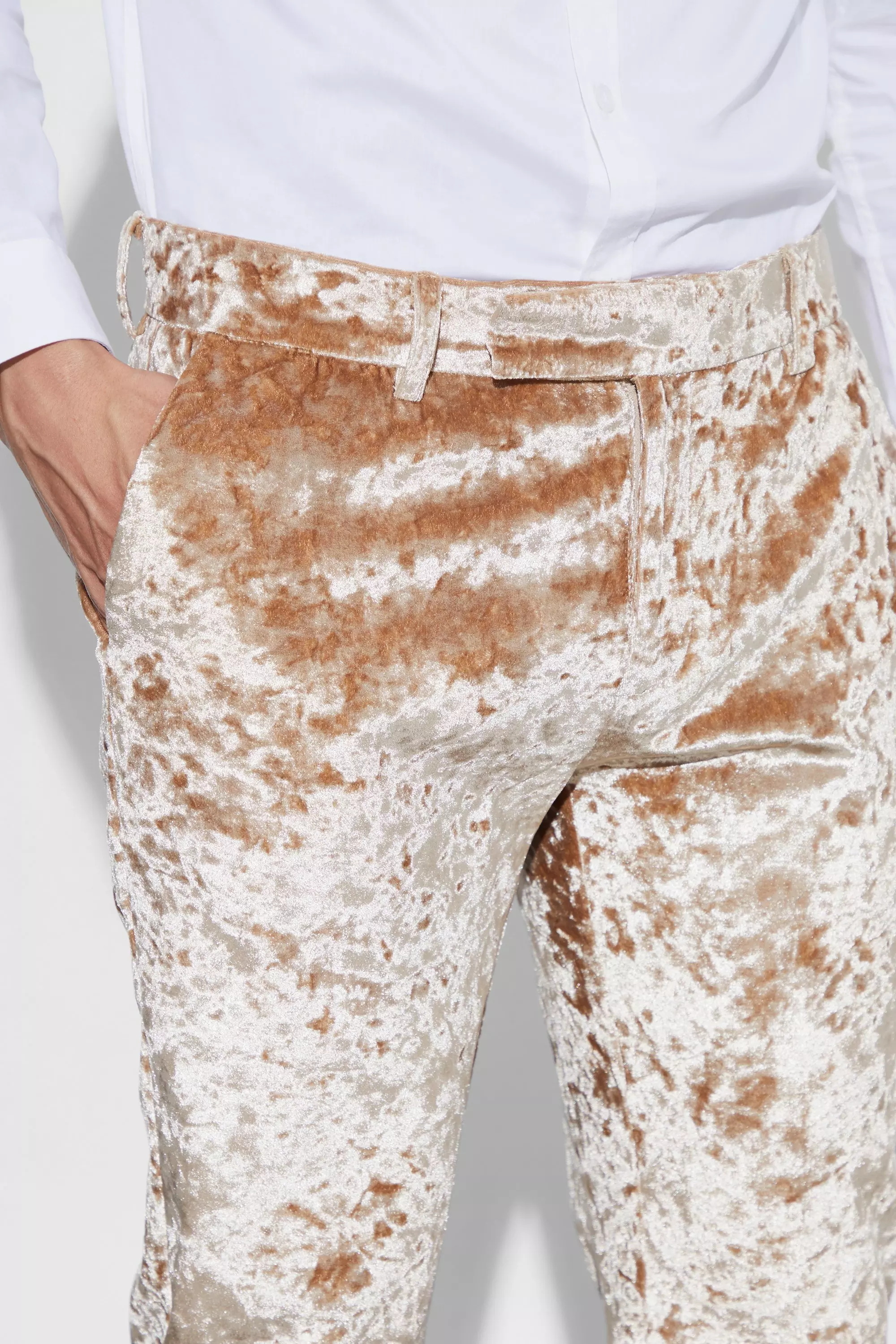 Skinny Fit Crushed Velvet Pants