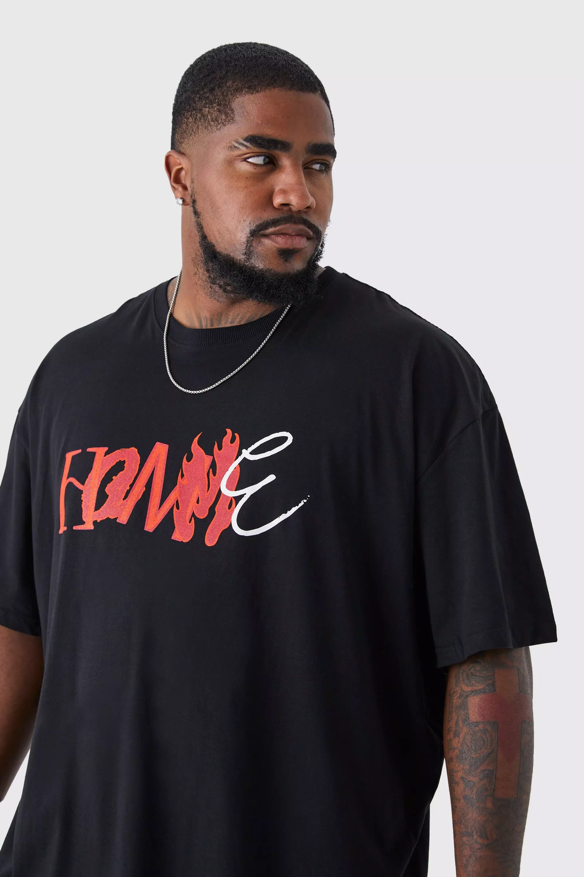 Grande taille T shirt oversize slogan Homme boohooMAN FR