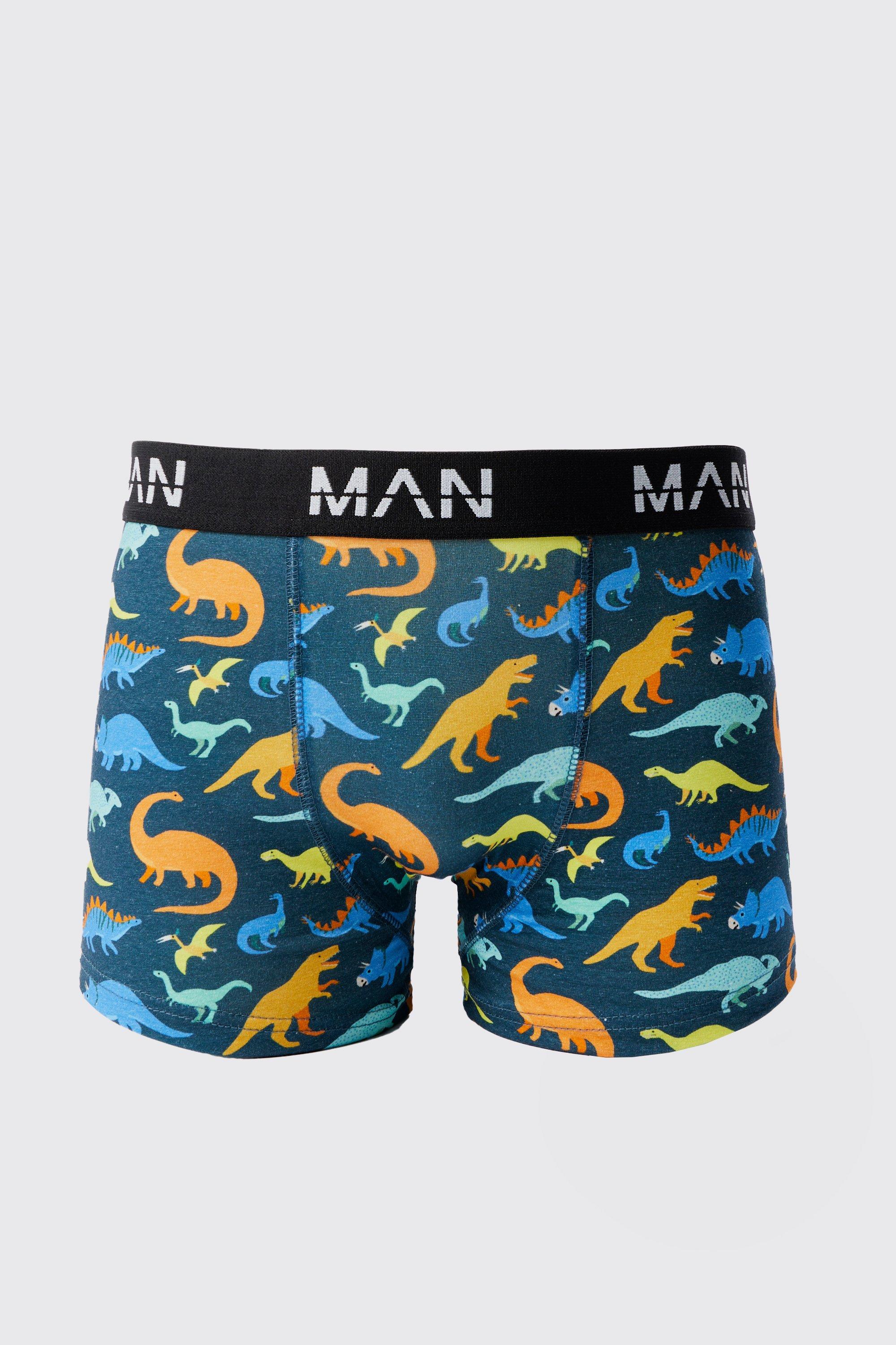 Mens Navy Dinosaur Print Boxers, Navy