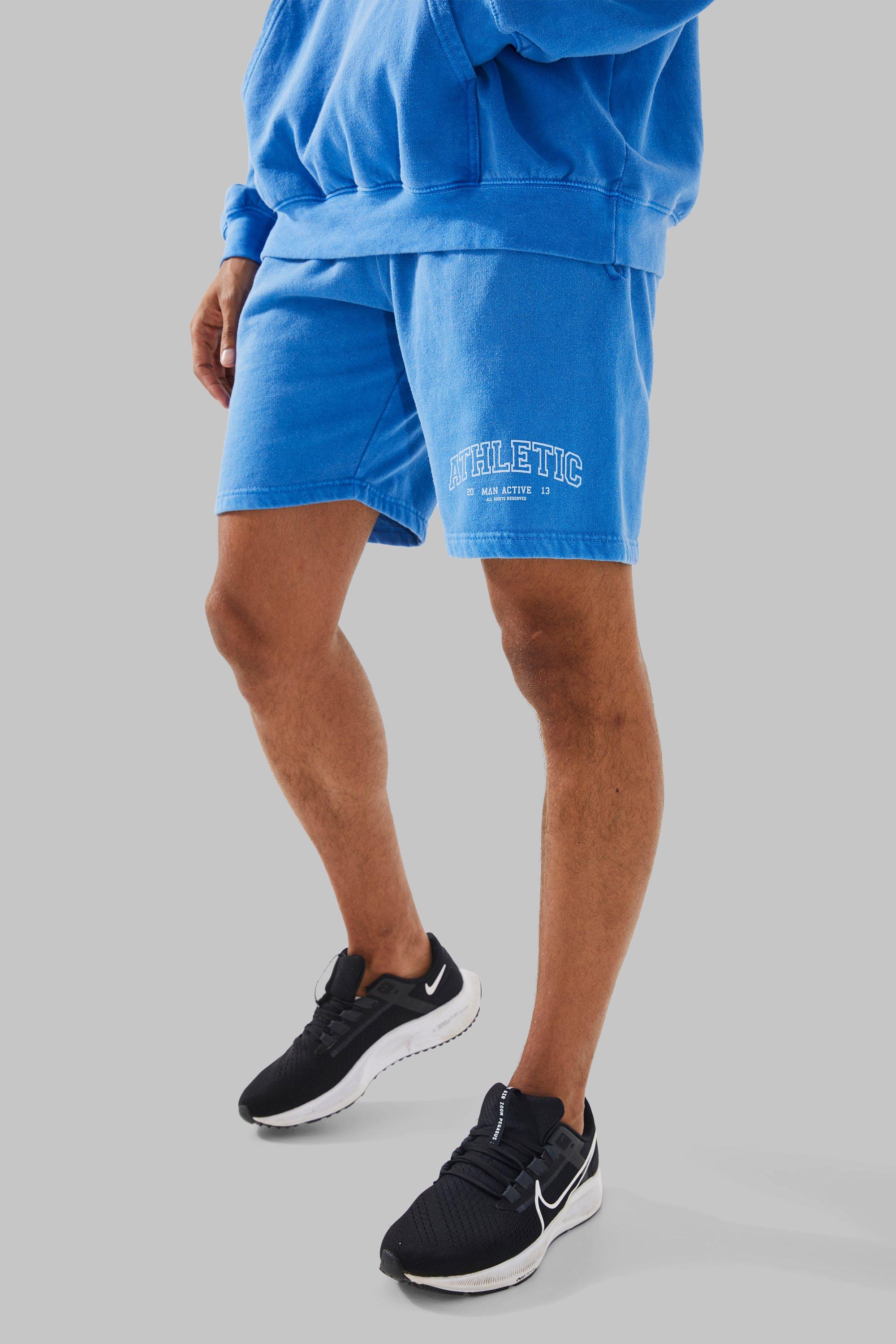 Mens Blue Man Active Overdye Athletic Shorts, Blue