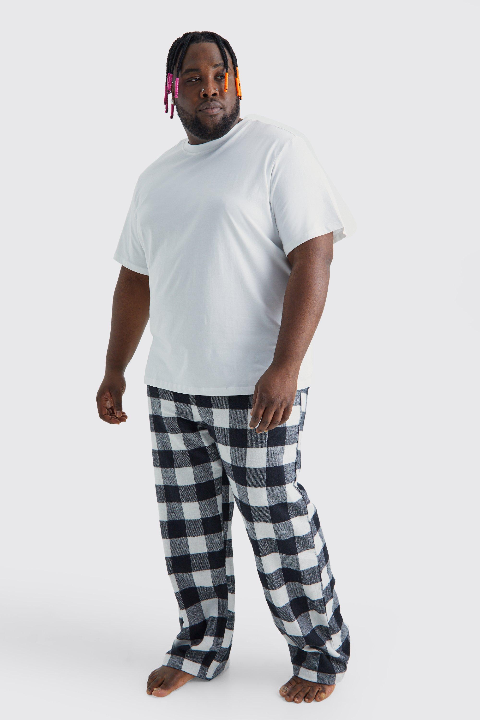 grande taille - pyjama avec t-shirt et bas à carreaux homme - noir - xxl, noir