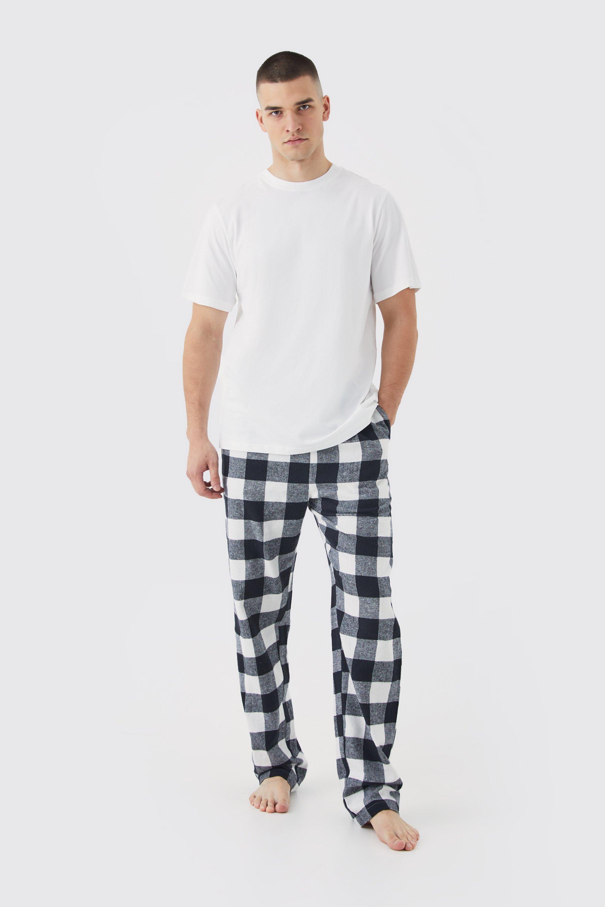 tall - pyjama avec t-shirt et bas à carreaux homme - noir - m, noir