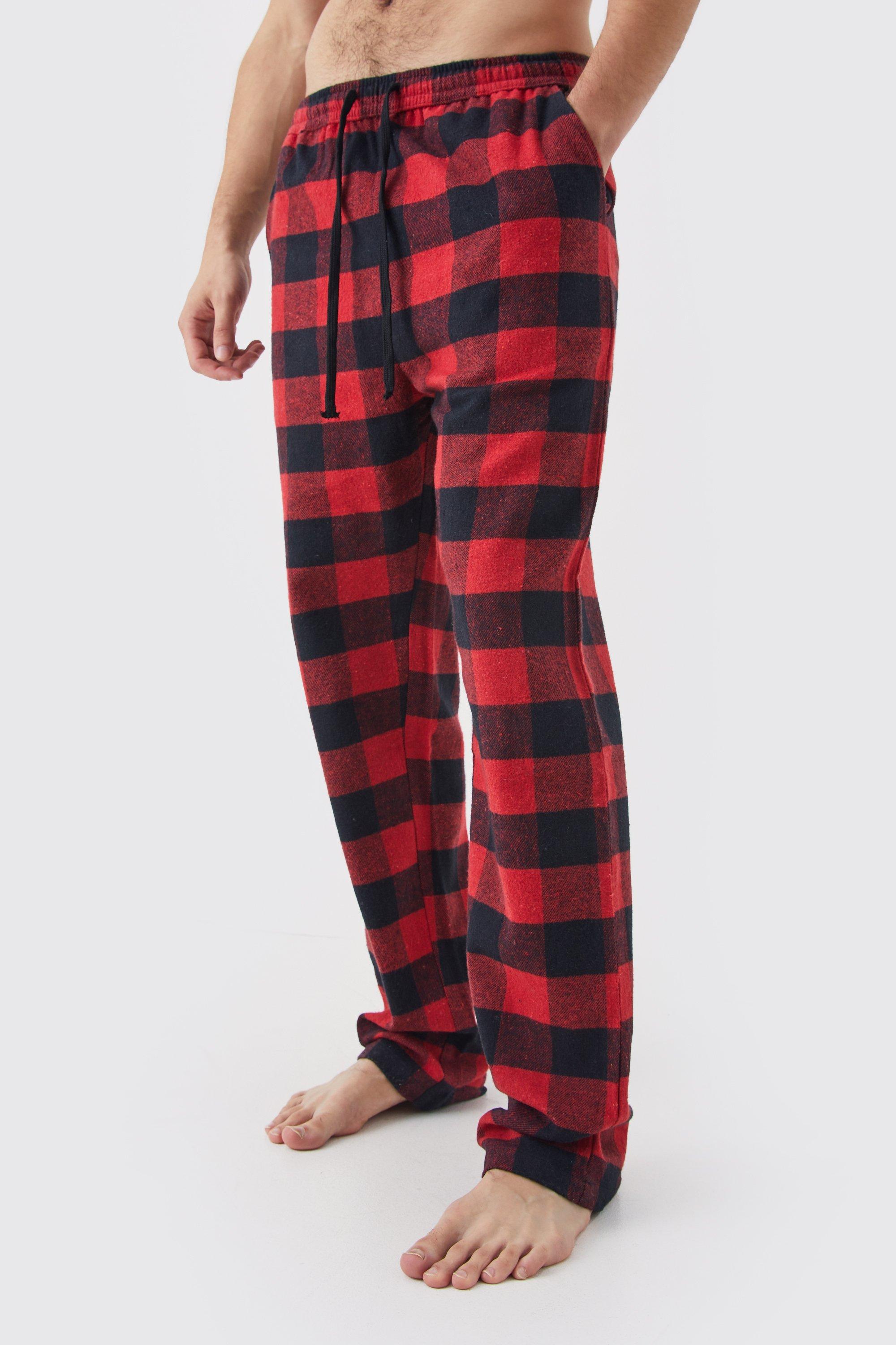 Men's Tall Woven Check Loungewear Trousers - Red - Xl, Red