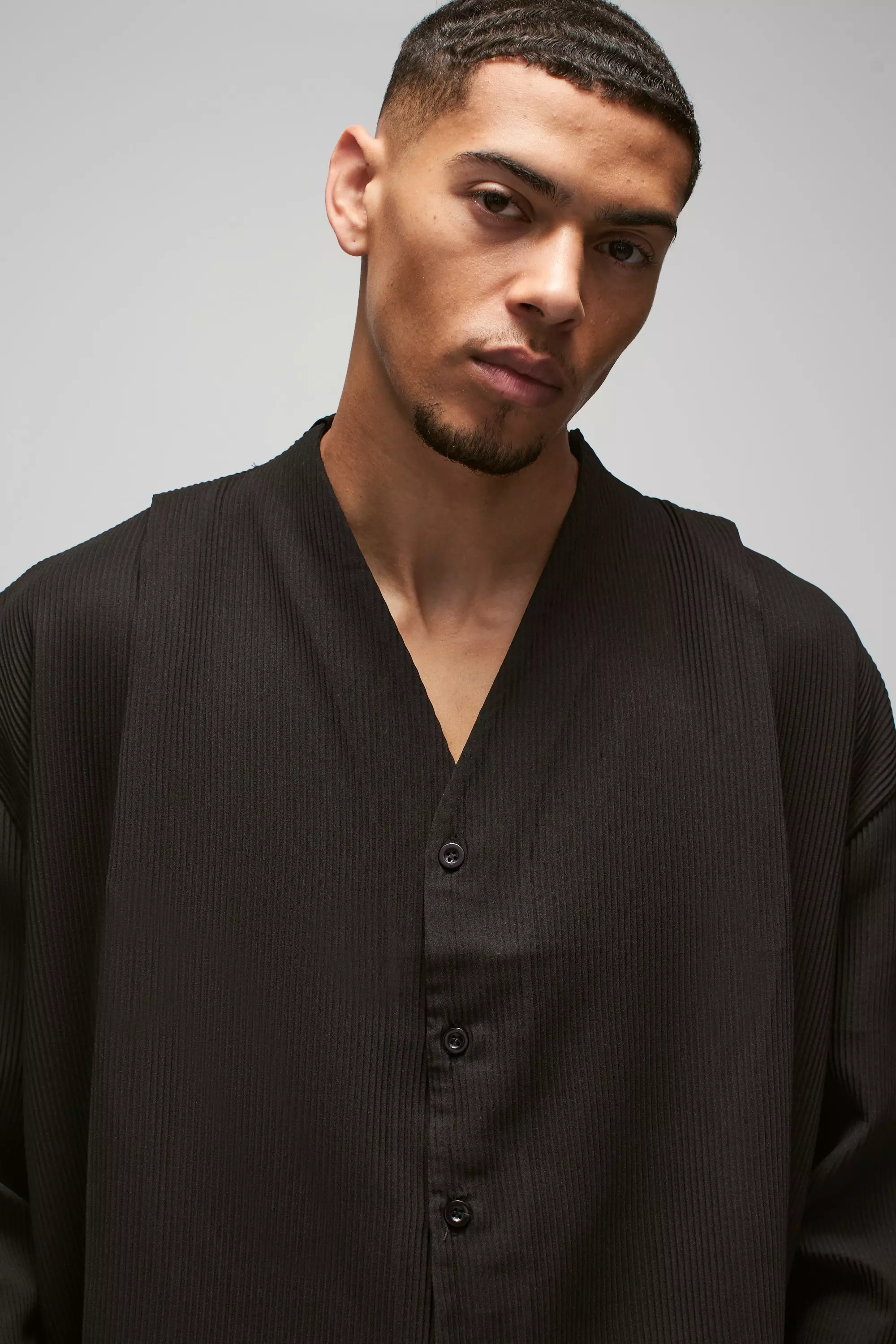 Black 2024 collarless shirt