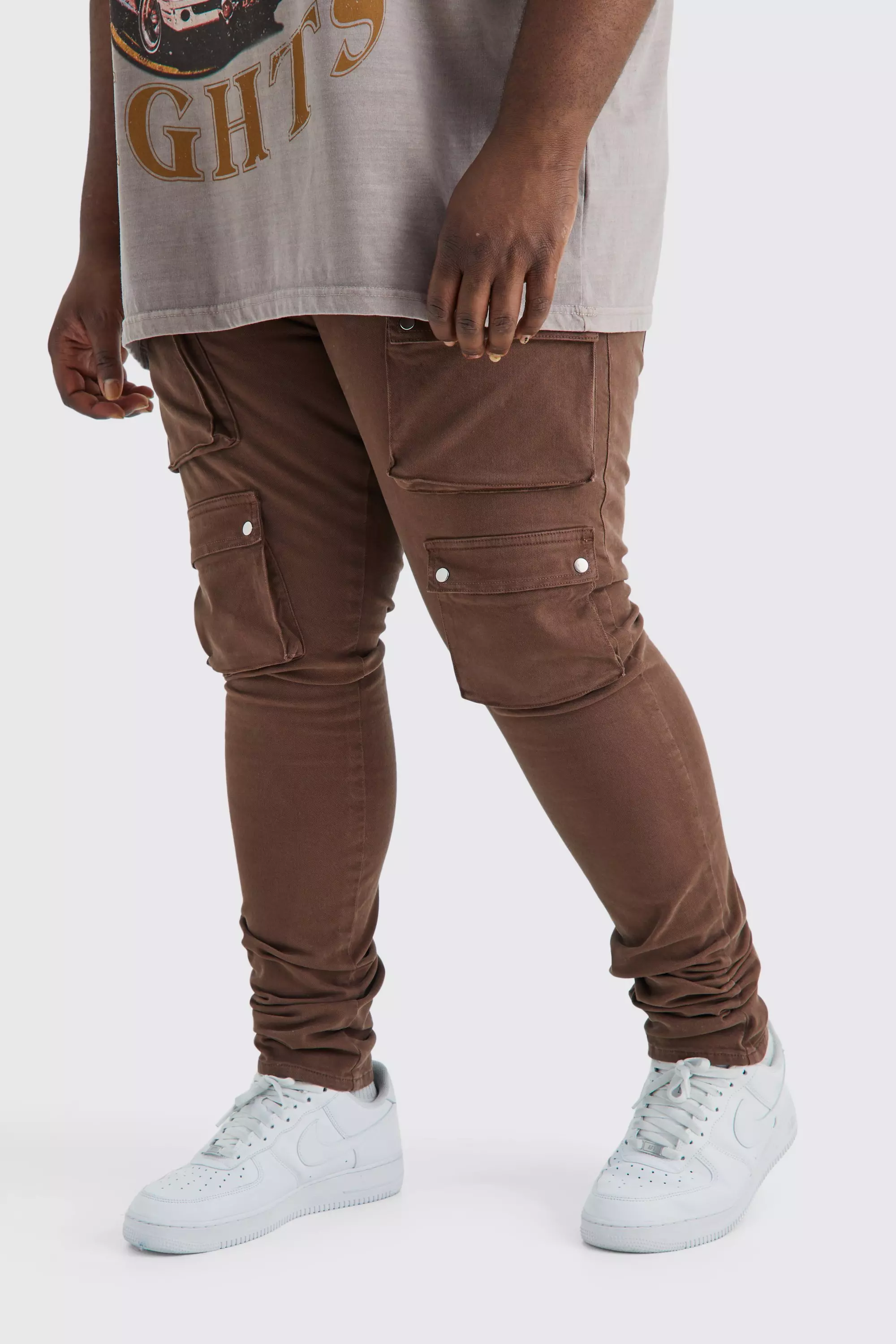 Plus Fixed Waist Skinny Multi Cargo Pocket Pants