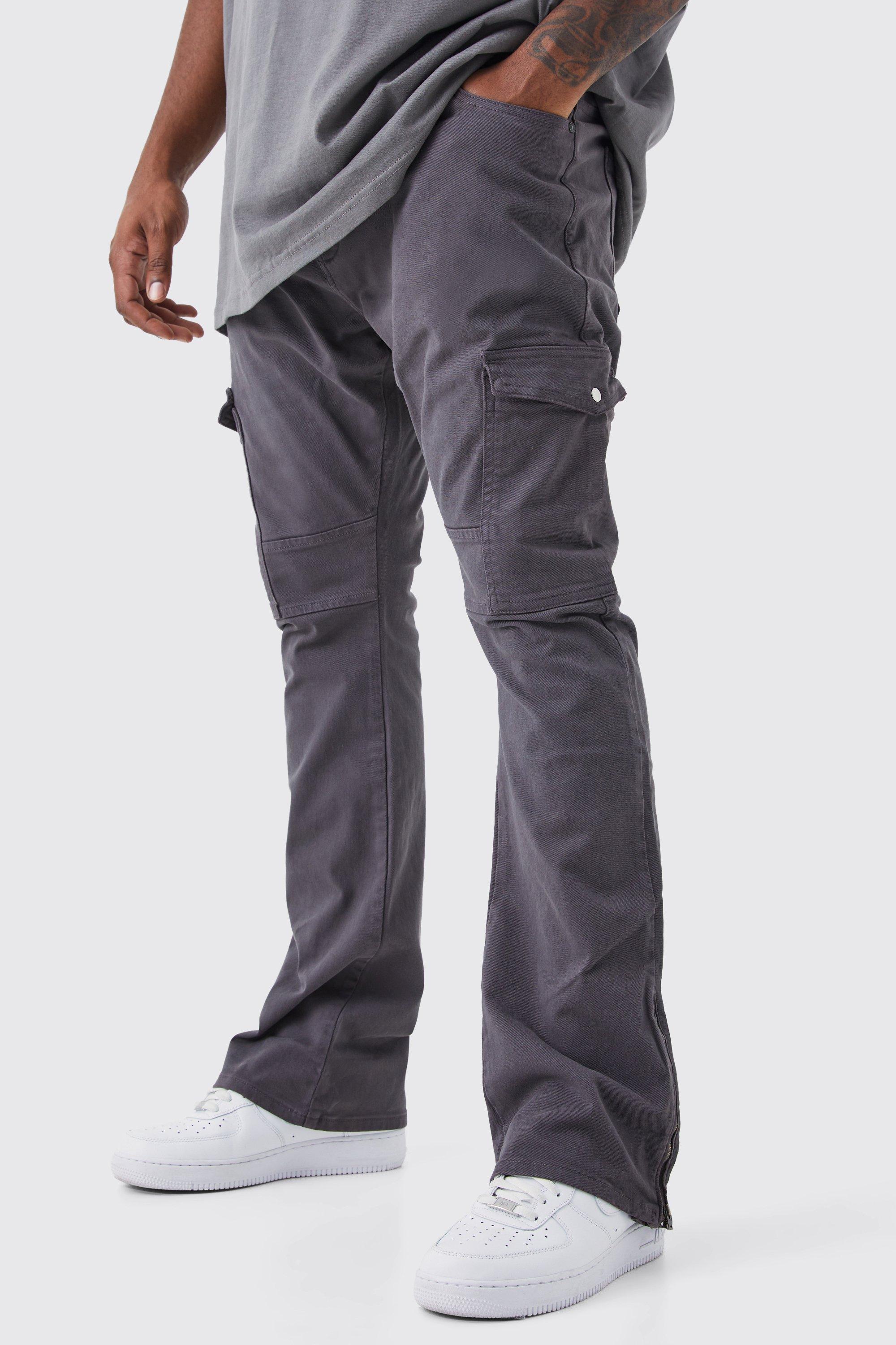 grande taille - pantalon cargo skinny zippé homme - gris - 38, gris
