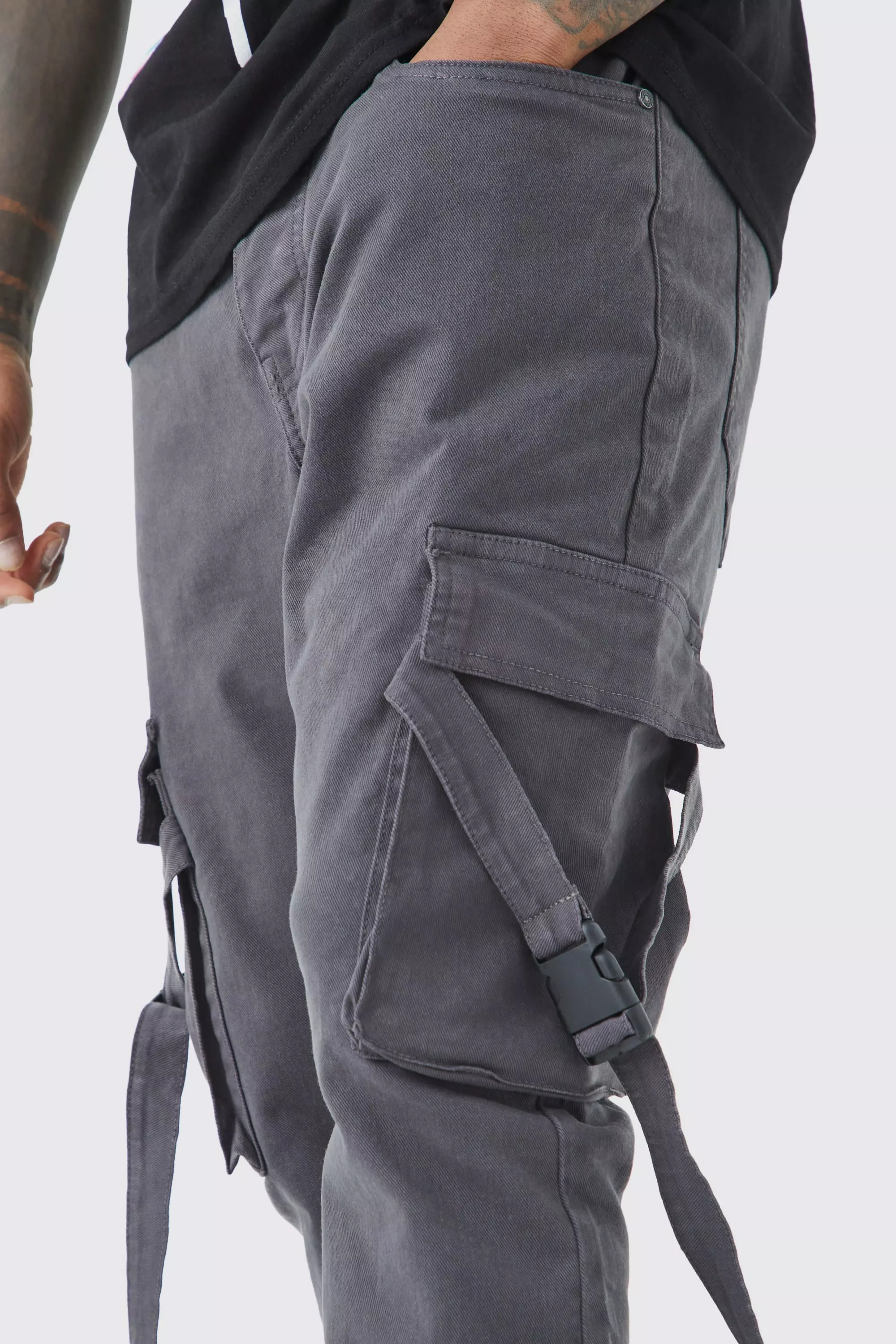 Fixed Waist Straight Leg Twill Cargo Trouser