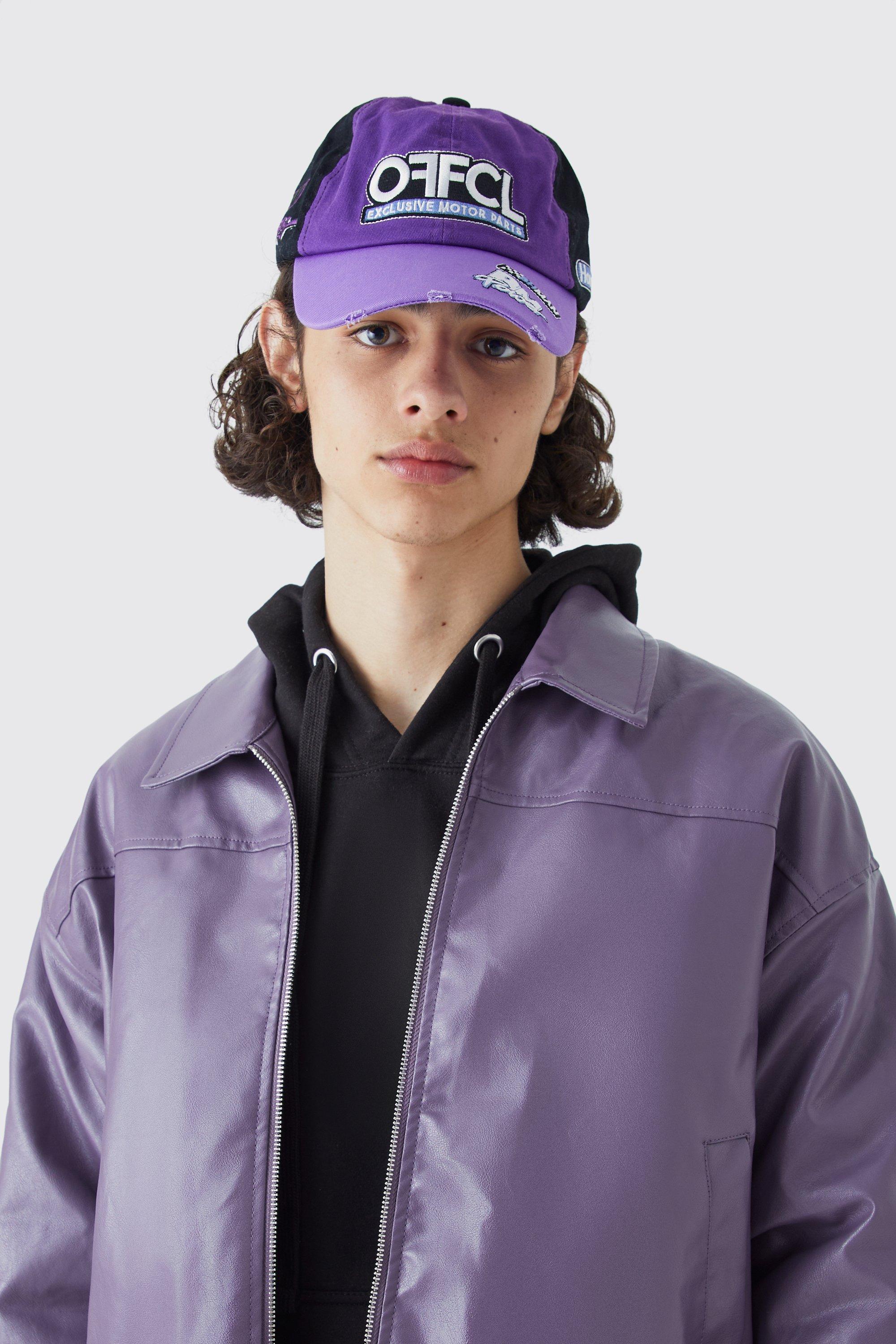 Image of Cappello da baseball Trucker effetto smagliato con stemma di Moto, Purple