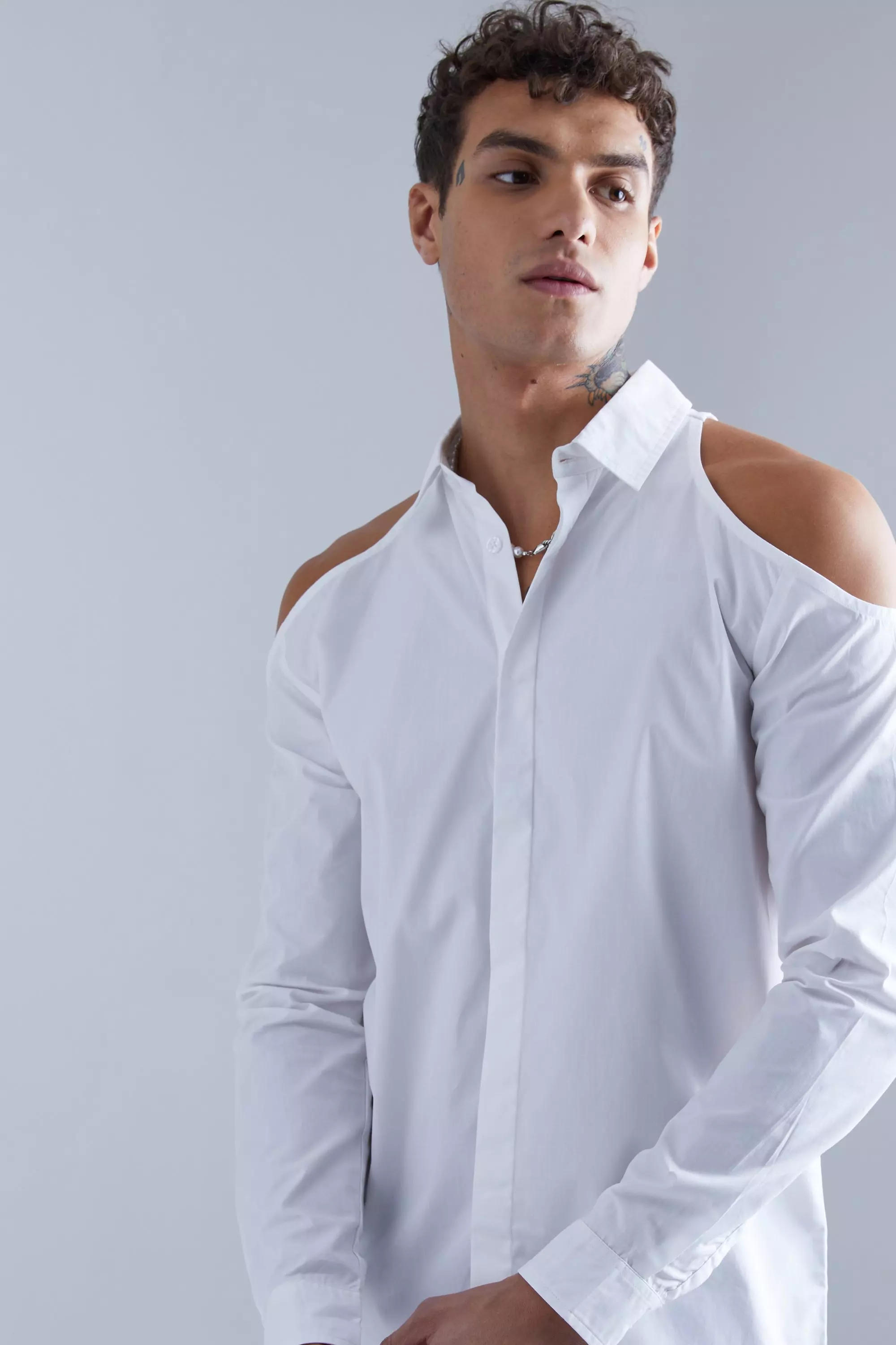 Concealed Placket Shoulder Cut Out Shirt | boohooMAN USA