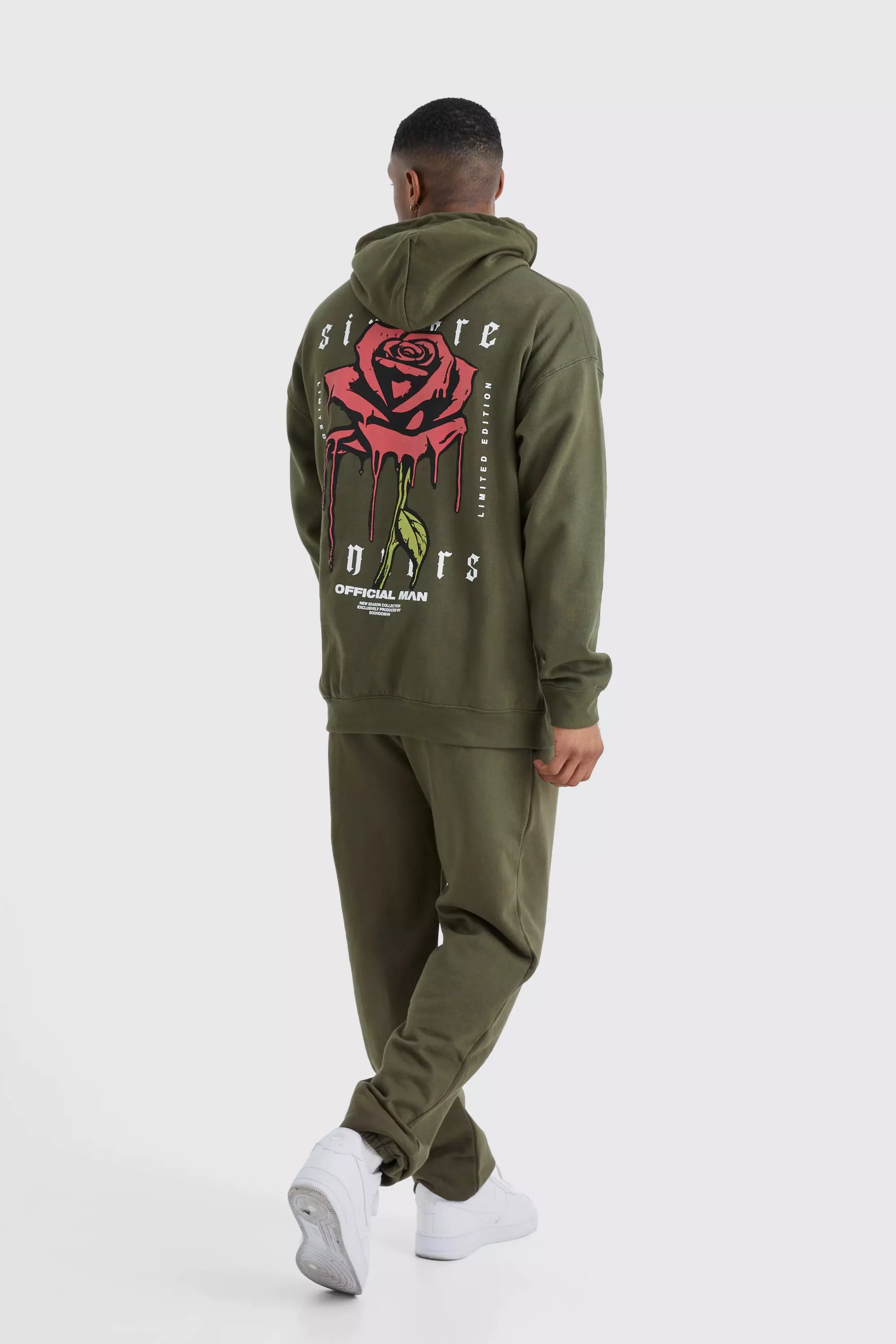 Rose Drip Graphic Hooded Tracksuit