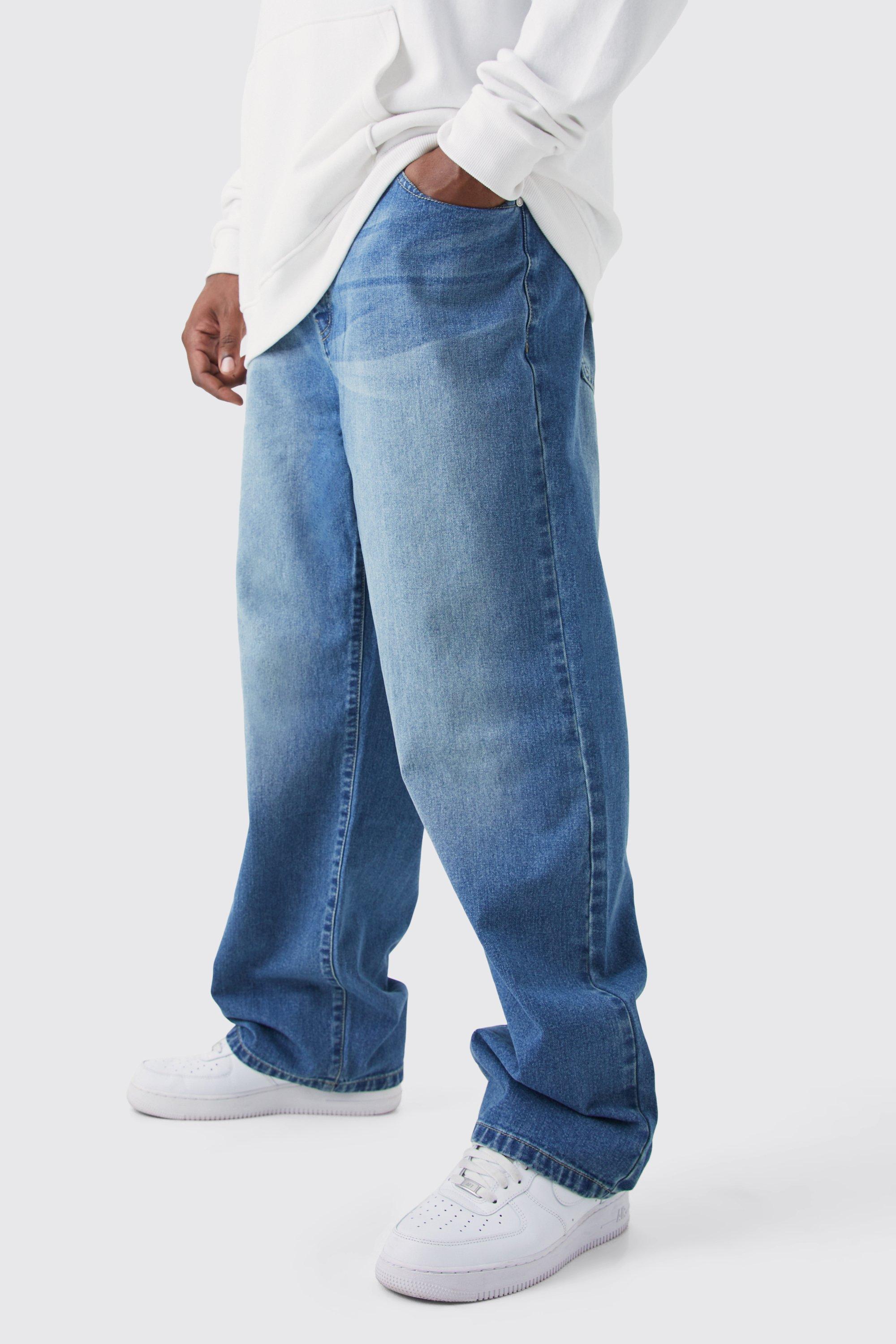 Mens Blue Plus Relaxed Rigid Jean, Blue