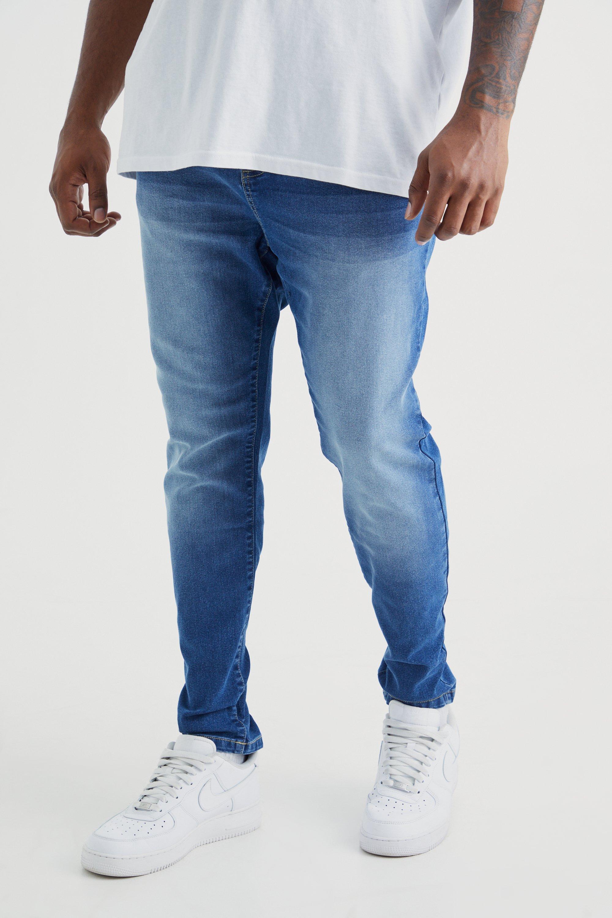 Image of Jeans Plus Size Super Skinny Fit in Stretch, Azzurro