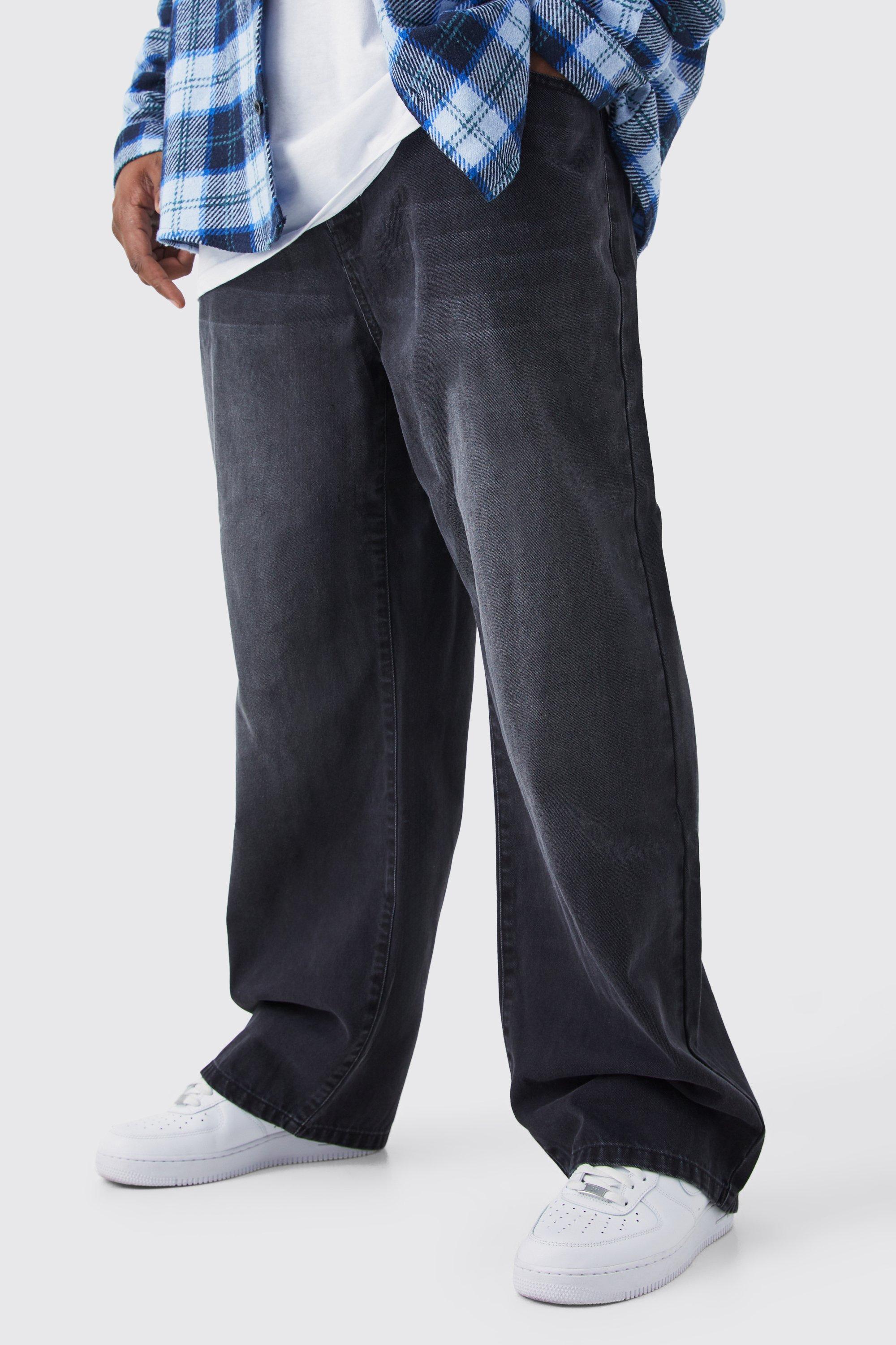 Image of Jeans Plus Size rilassati in denim rigido, Nero