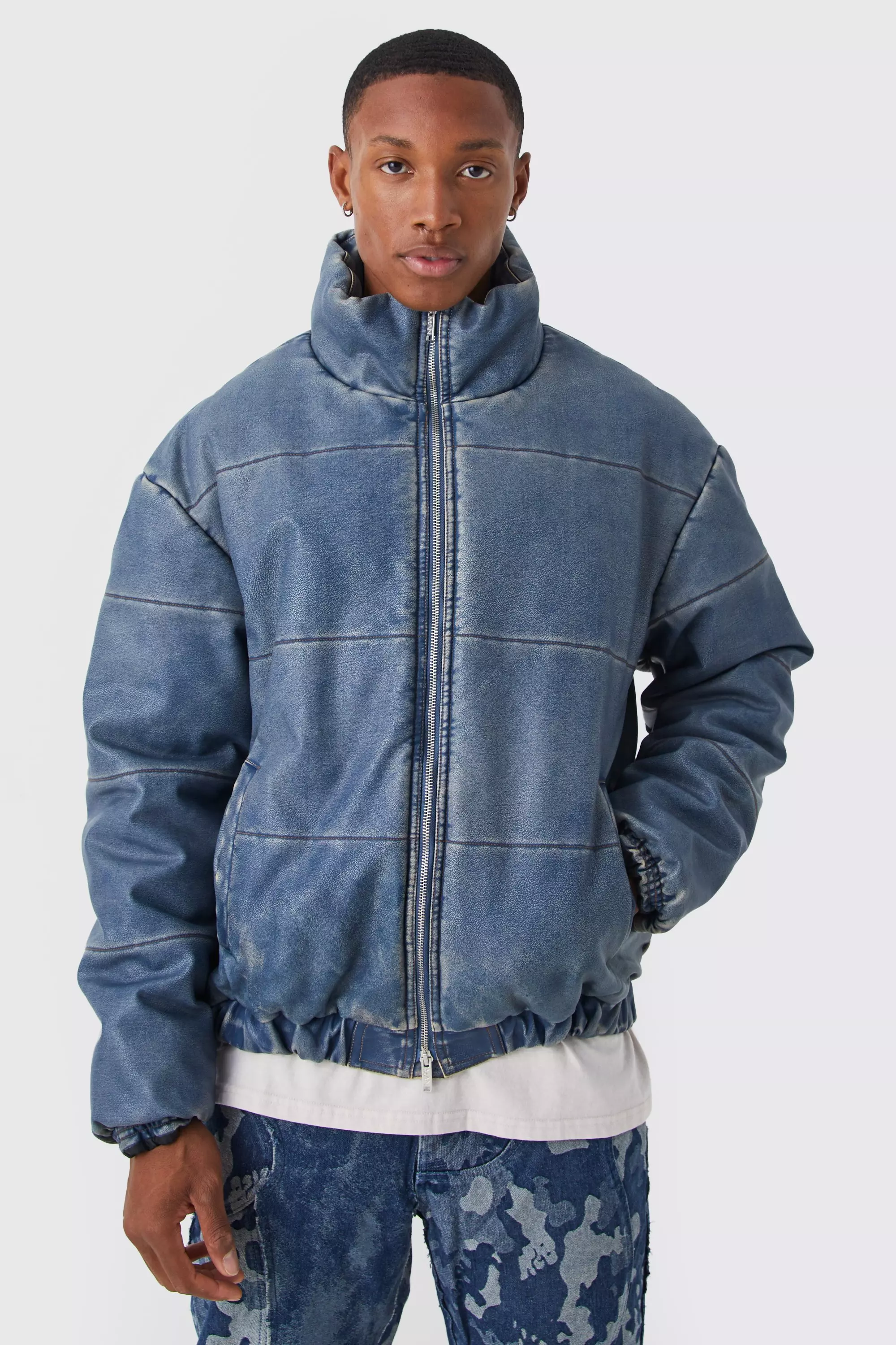 Pu cheap puffer jacket