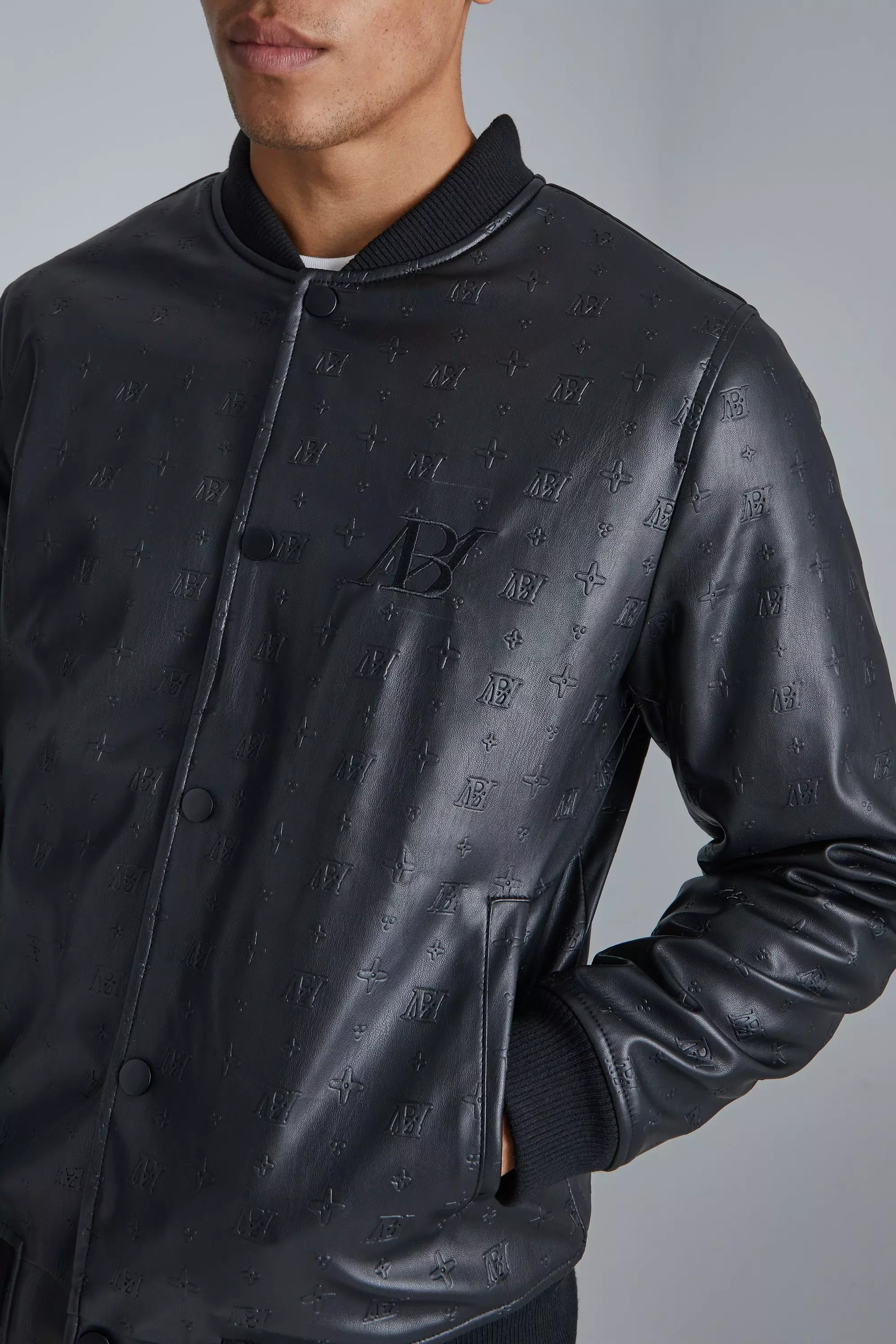 Louis Vuitton black Embossed Monogram Bomber Jacket