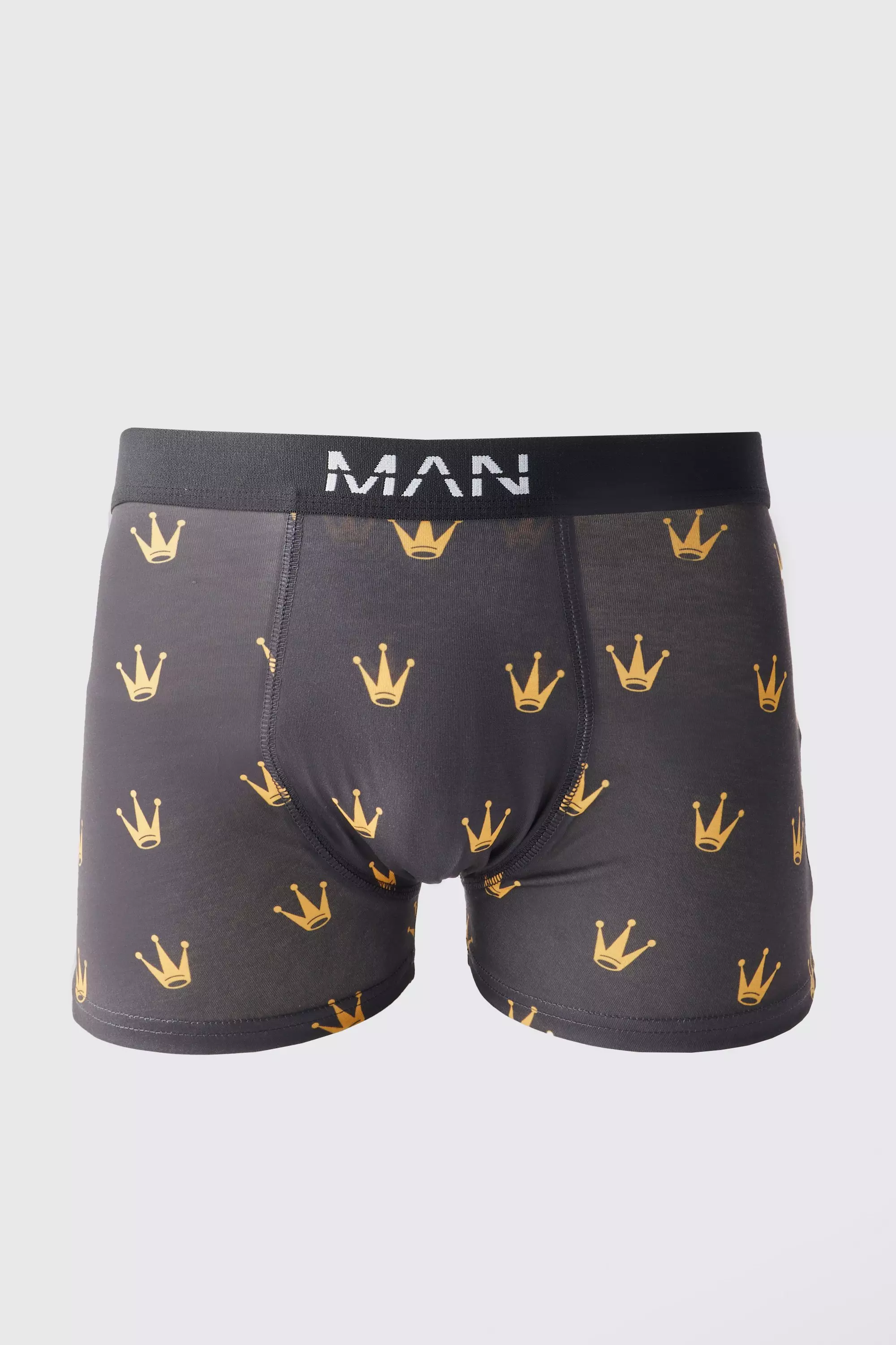 Plus Crown Printed Boxers - boohooMAN