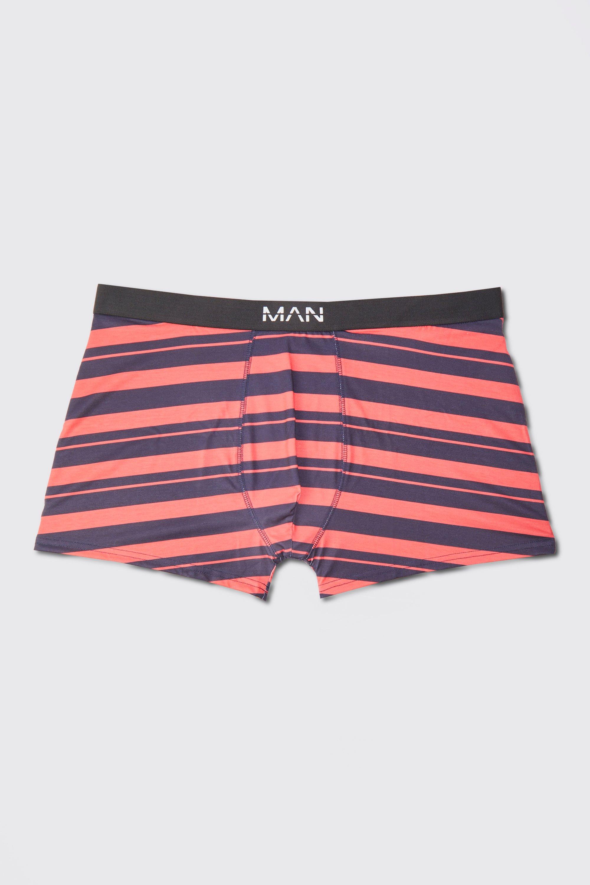 Mens Red Plus Stripe Printed Boxers, Red